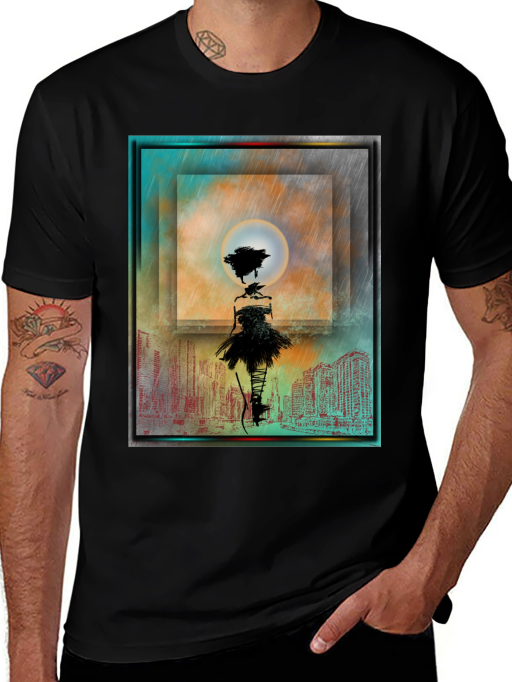 Abstract Cityscape Tee - Stylish Urban Design