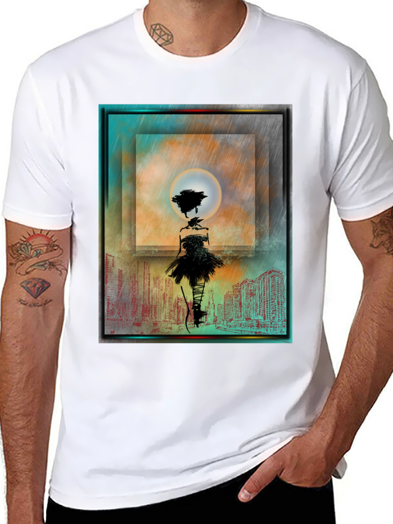 Abstract Cityscape Tee - Stylish Urban Design