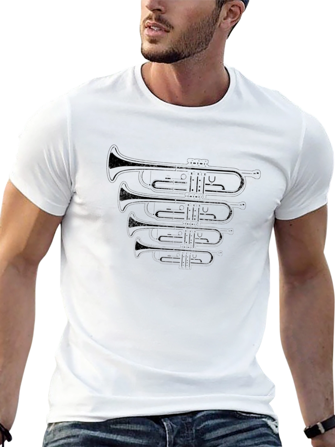 Trumpet Stack Graphic Tee - Musician Style