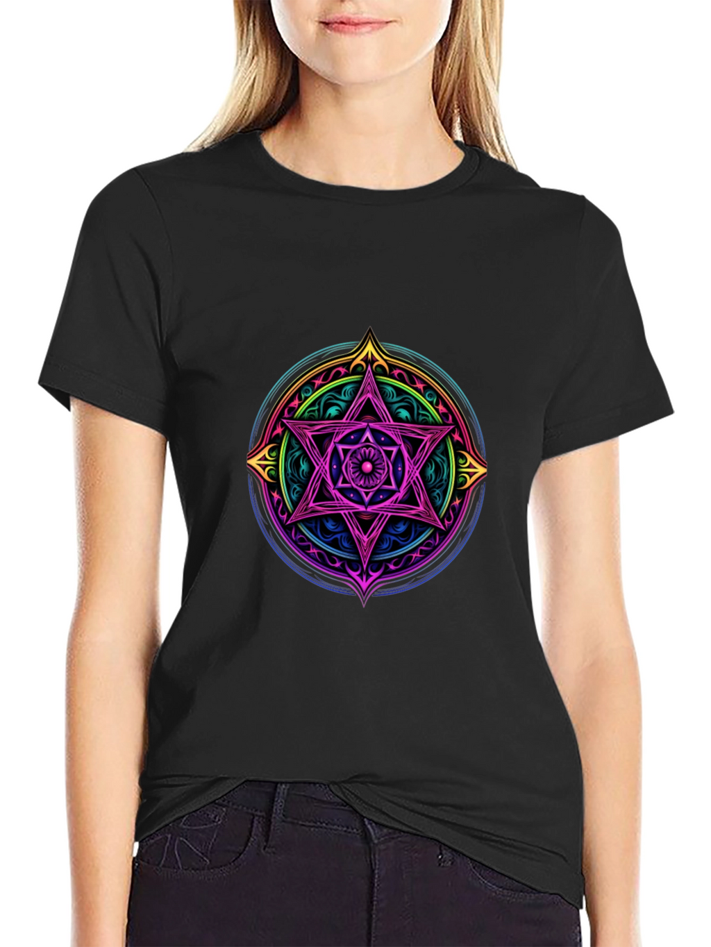 Mystic Star Mandala Black T-Shirt