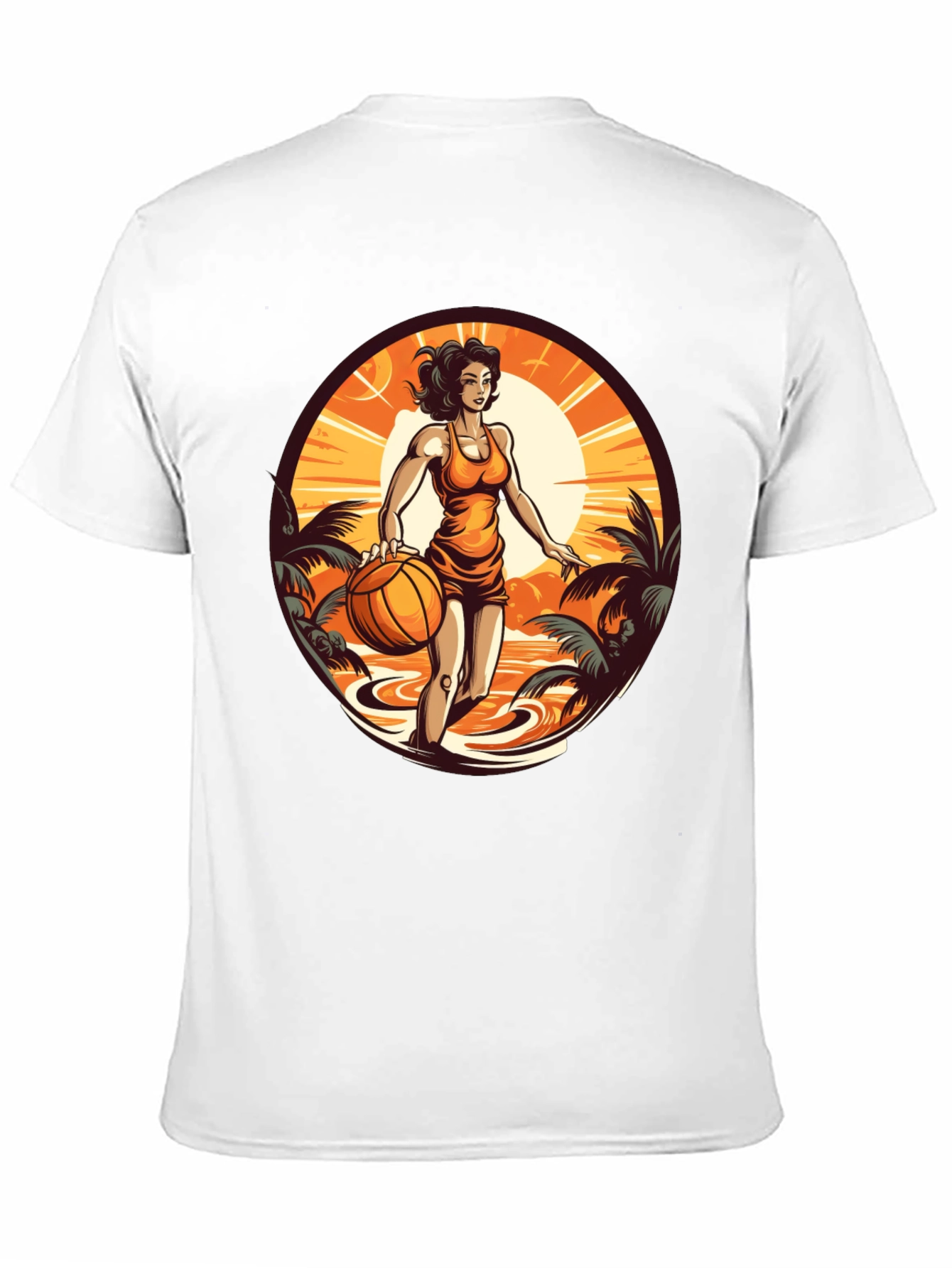 Tropical Basketball Girl Black Tee