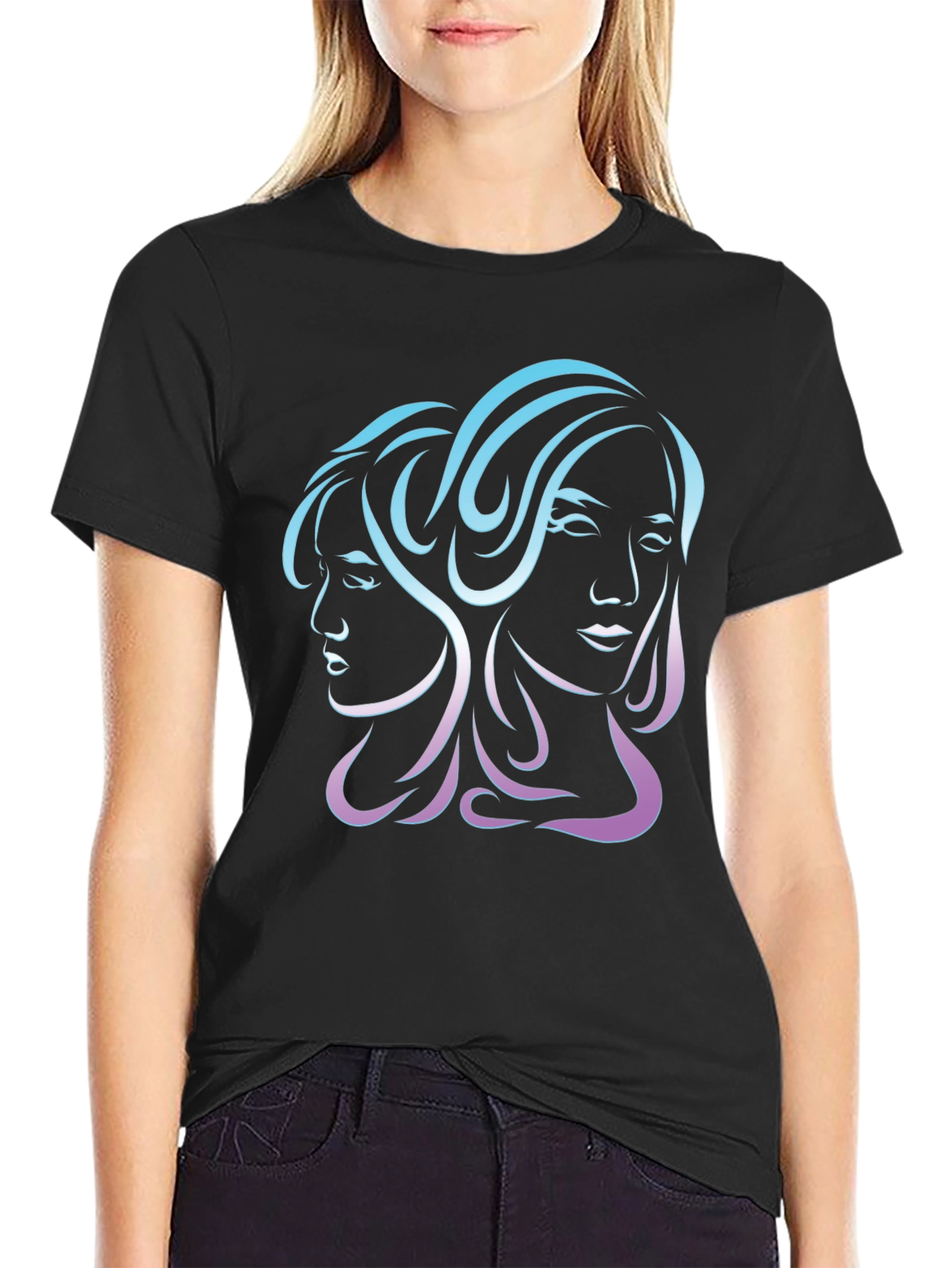 Gemini Zodiac Graphic Tee - Black