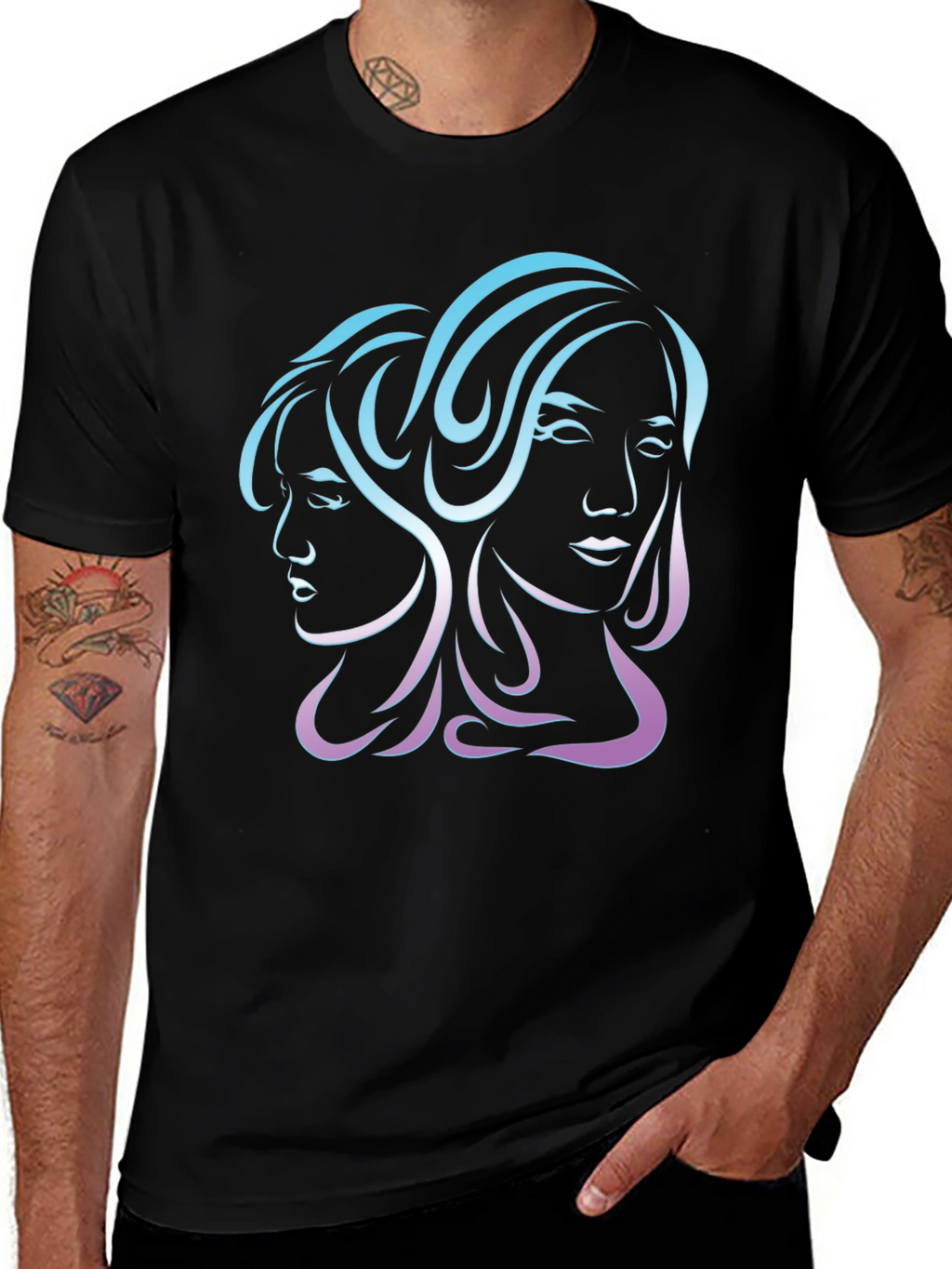 Gemini Zodiac Graphic Tee - Black