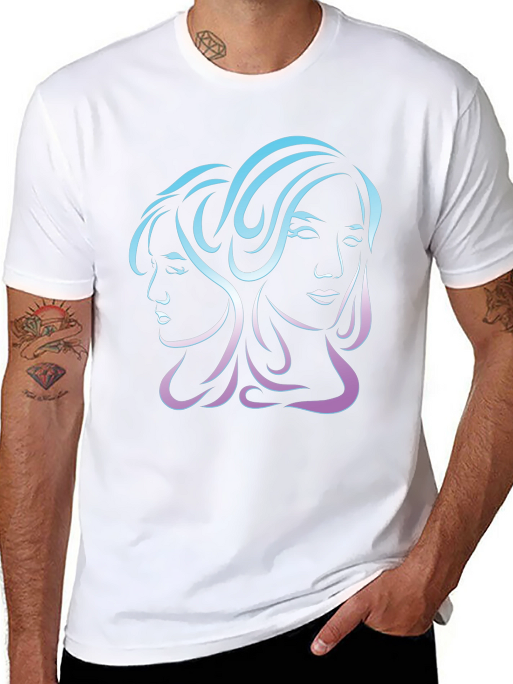 Gemini Zodiac Graphic Tee - Black