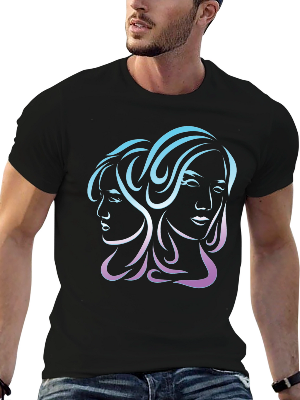 Gemini Zodiac Graphic Tee - Black
