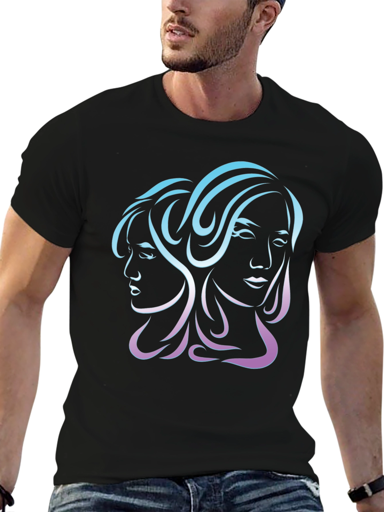 Gemini Zodiac Graphic Tee - Black