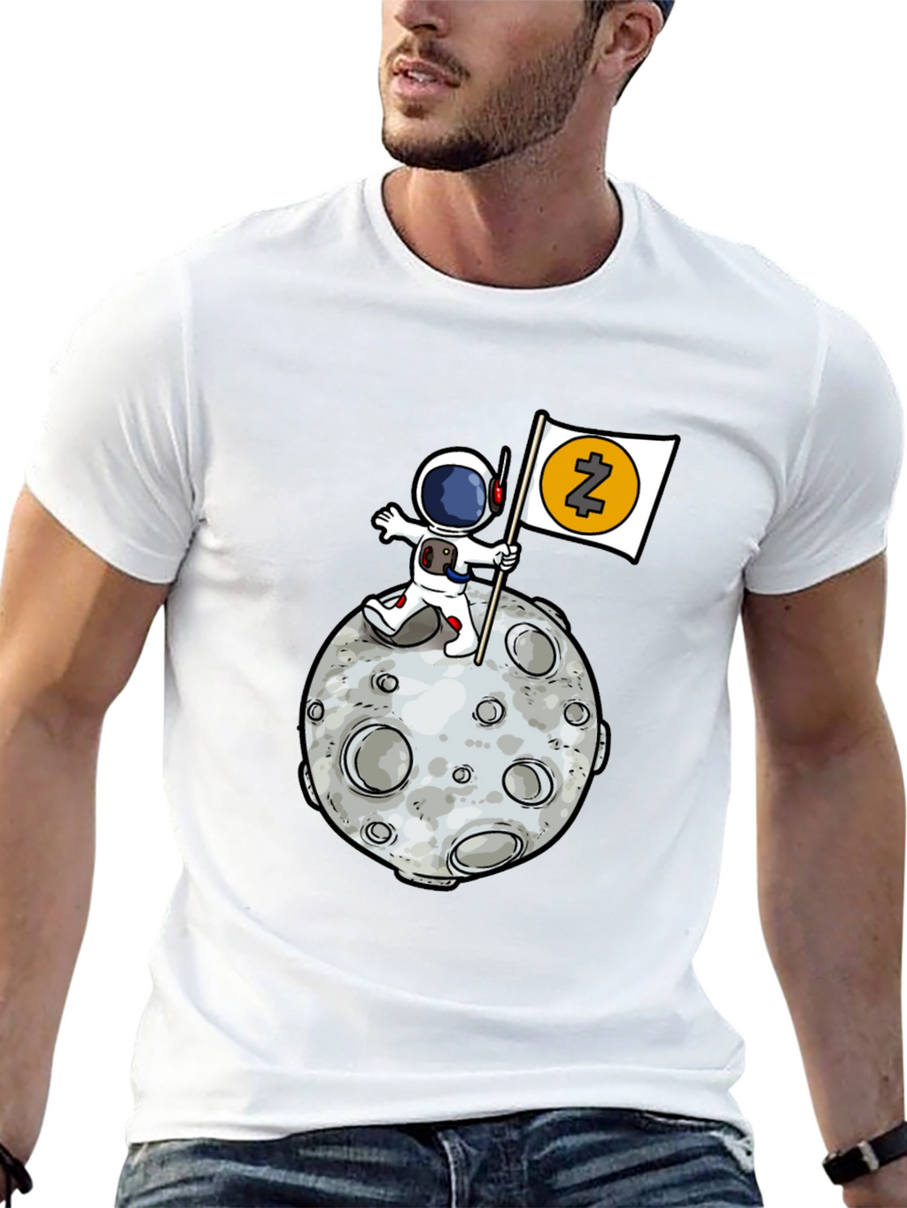 Astronaut Zcash Moon Landing Black T-Shirt