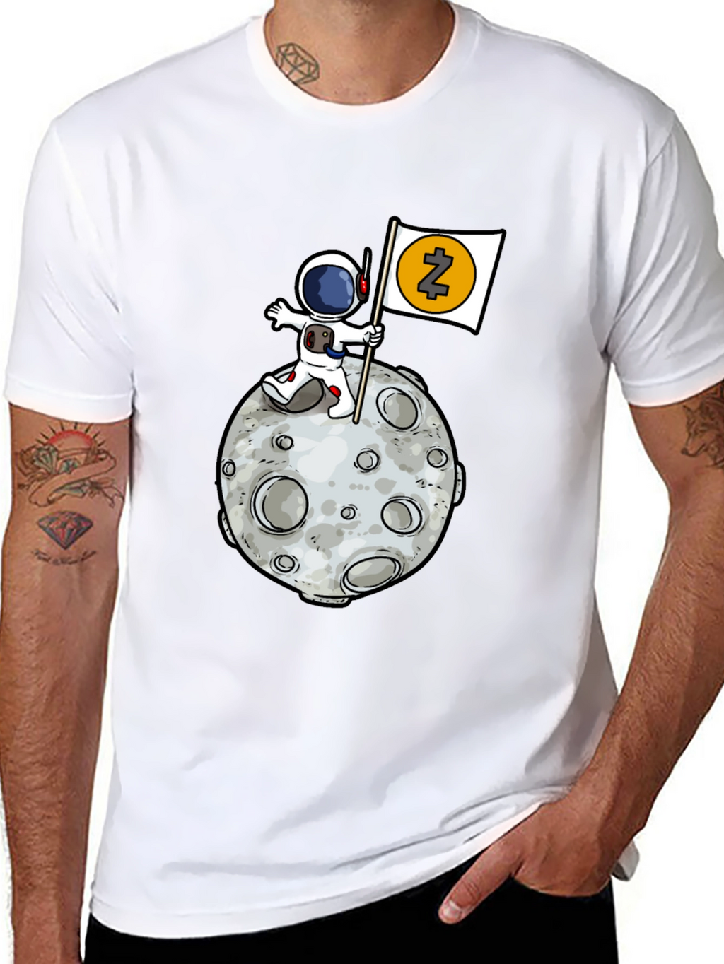 Astronaut Zcash Moon Landing Black T-Shirt