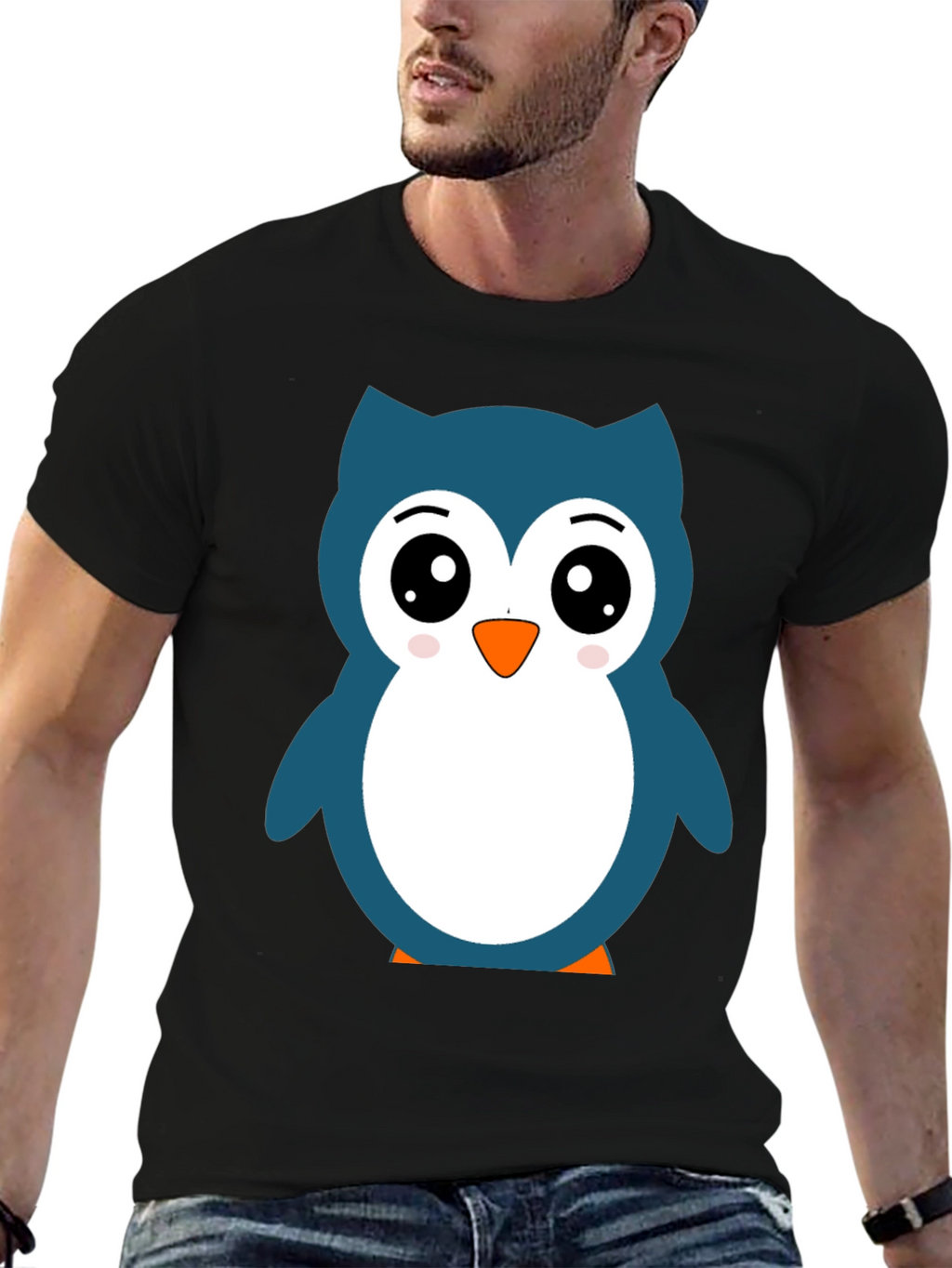 Cute Owl Graphic Black T-Shirt