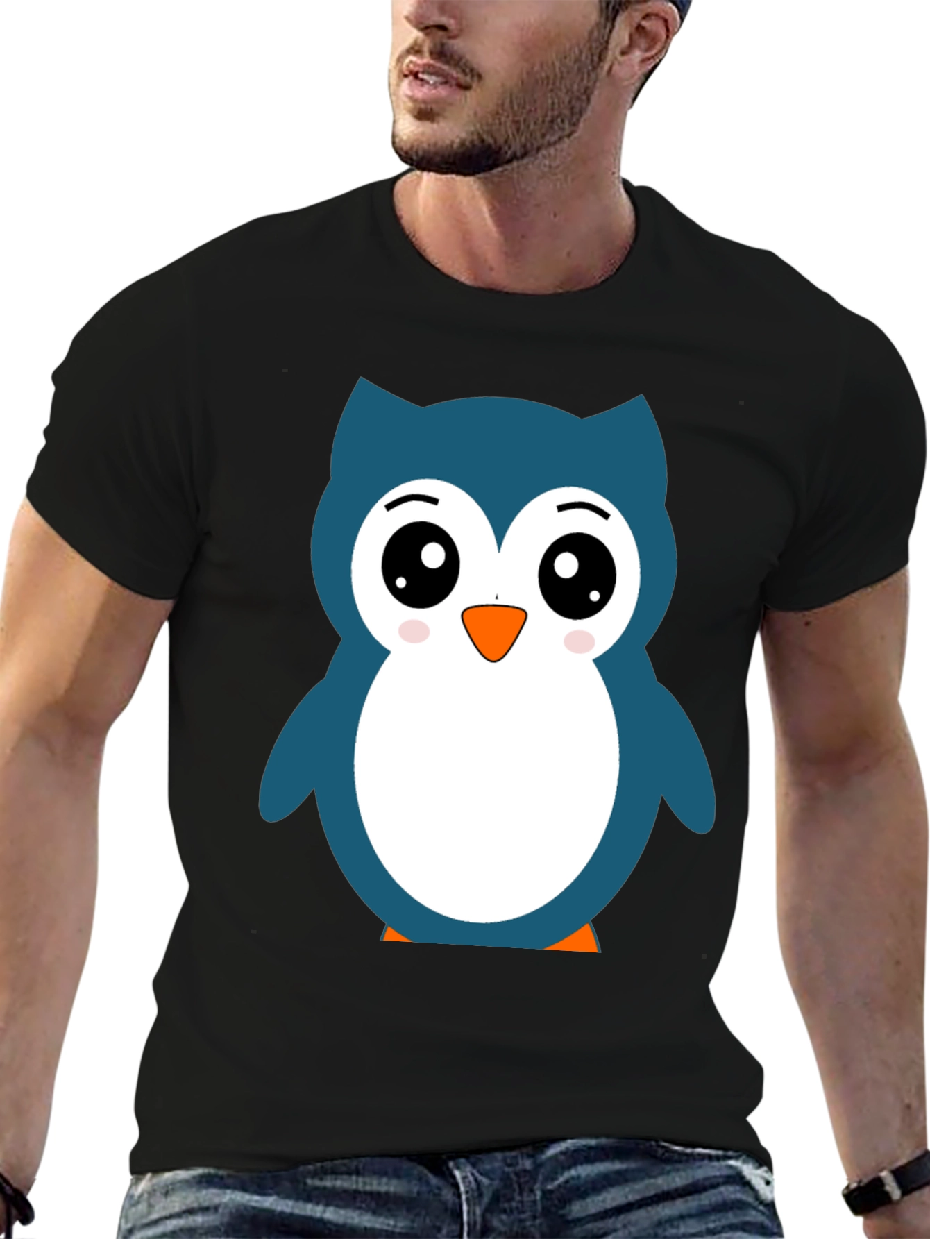 Cute Owl Graphic Black T-Shirt