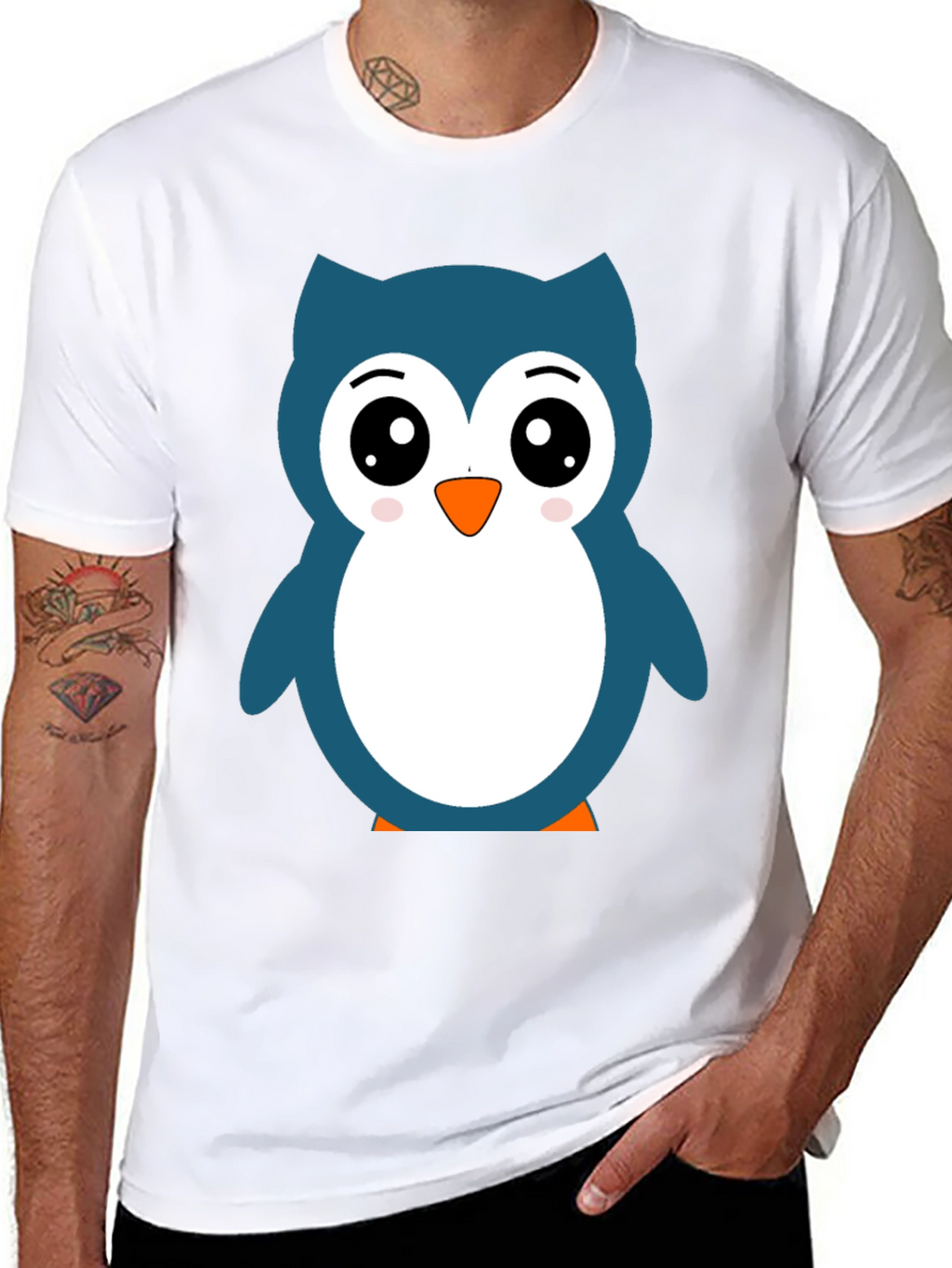 Cute Owl Graphic Black T-Shirt