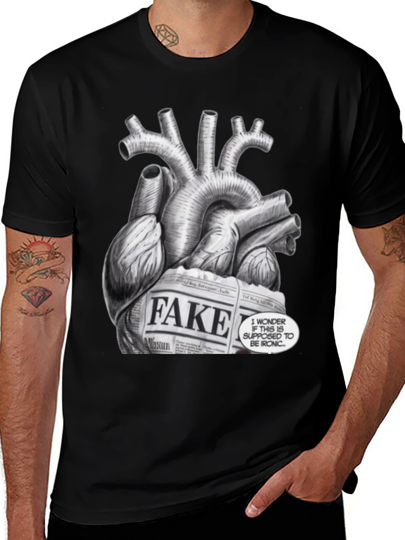 Ironic Heart Graphic T-Shirt