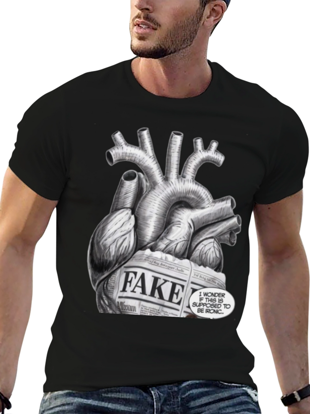 Ironic Heart Graphic T-Shirt