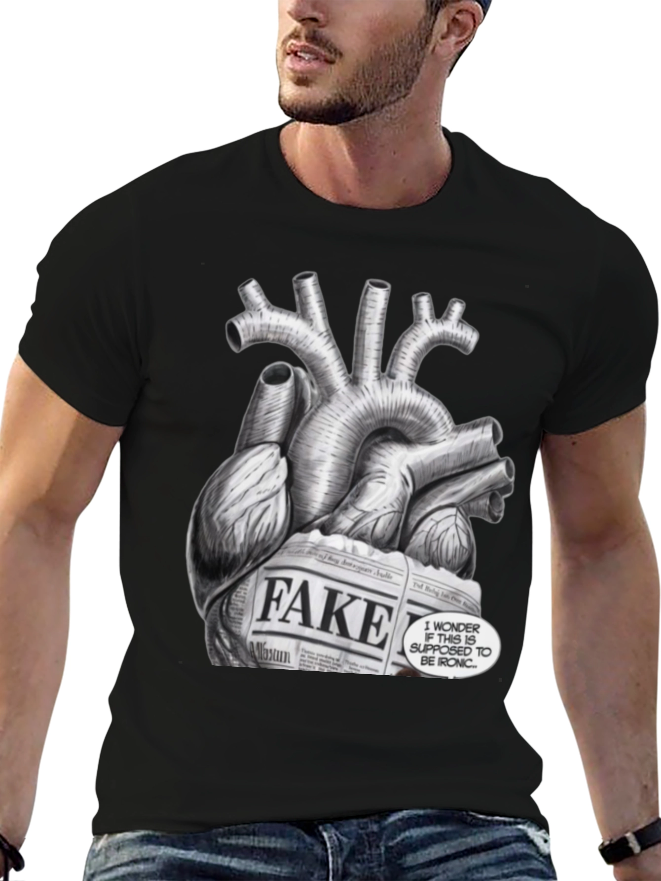 Ironic Heart Graphic T-Shirt