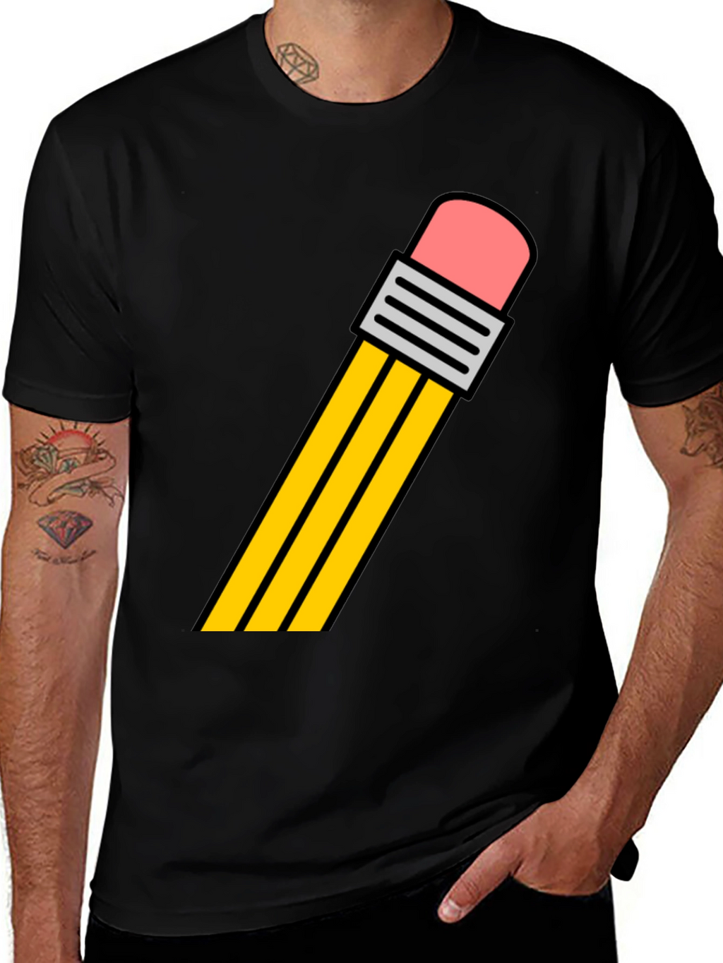 Pencil Graphic Tee - Black Cotton T-Shirt