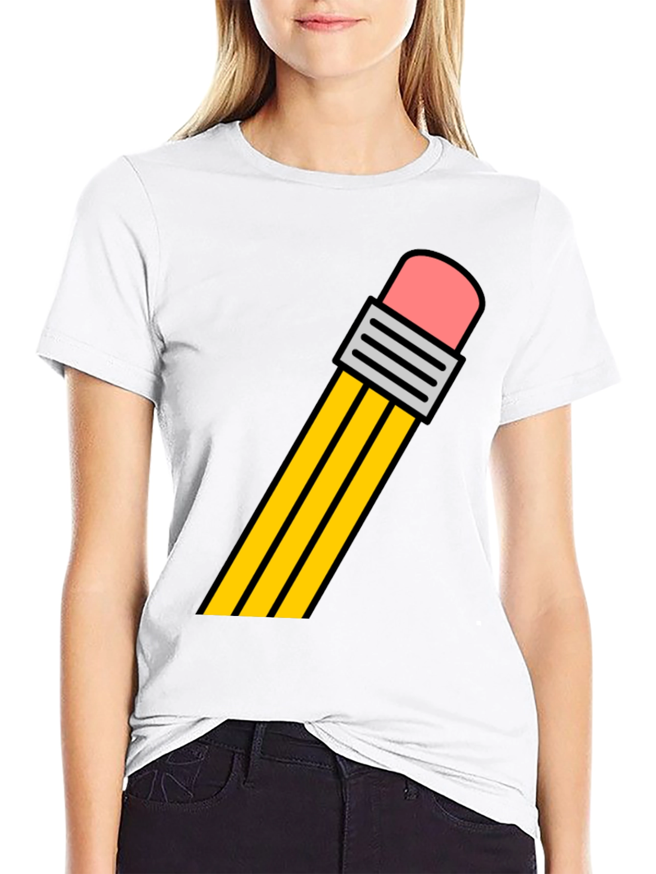 Pencil Graphic Tee - Black Cotton T-Shirt