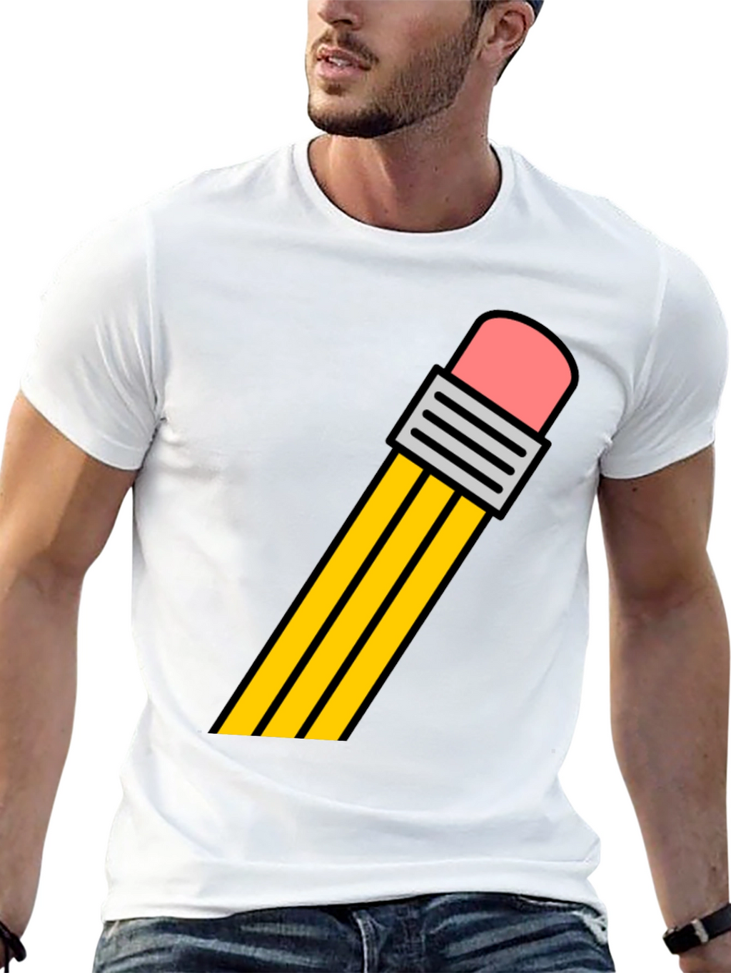 Pencil Graphic Tee - Black Cotton T-Shirt