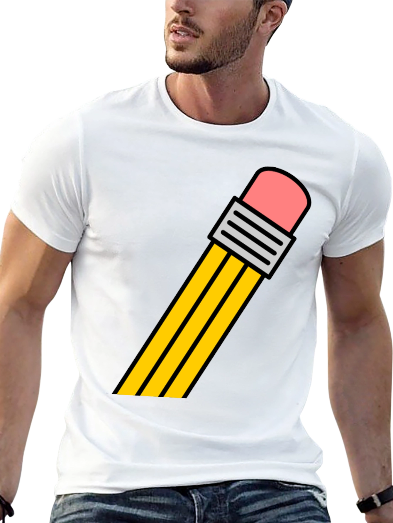 Pencil Graphic Tee - Black Cotton T-Shirt