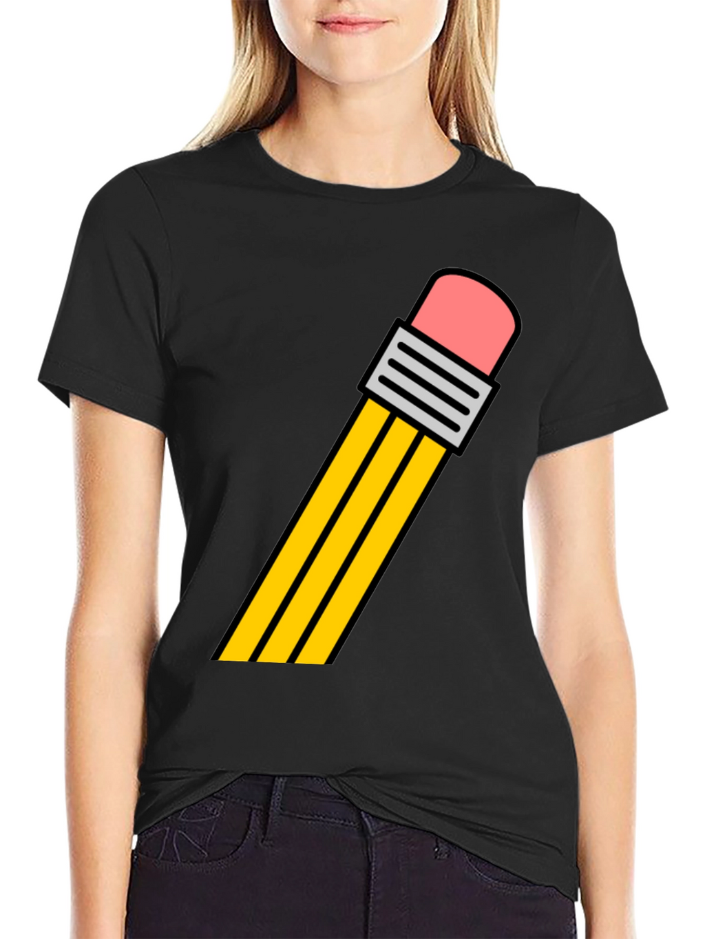 Pencil Graphic Tee - Black Cotton T-Shirt