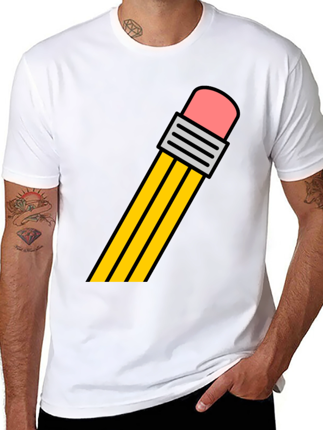 Pencil Graphic Tee - Black Cotton T-Shirt