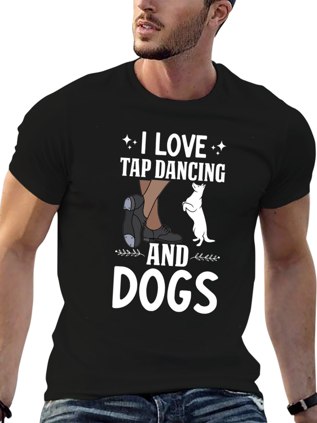 I Love Tap Dancing and Dogs Black T-Shirt