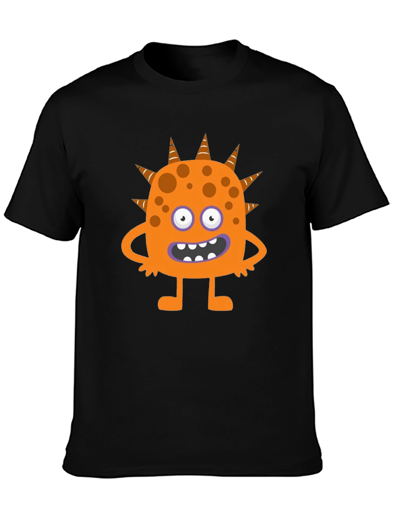 Fun Cartoon Monster Graphic Black T-Shirt