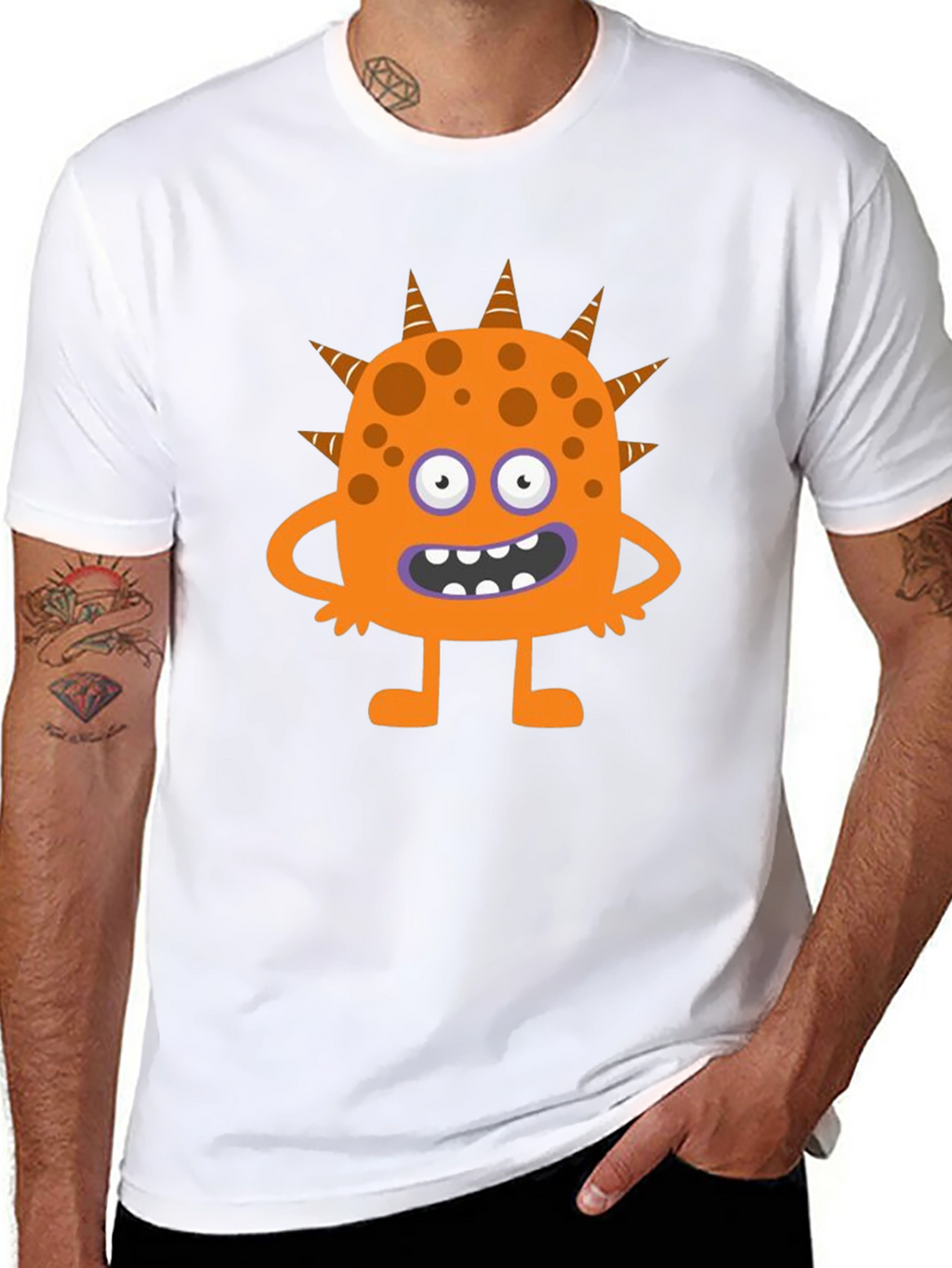 Fun Cartoon Monster Graphic Black T-Shirt