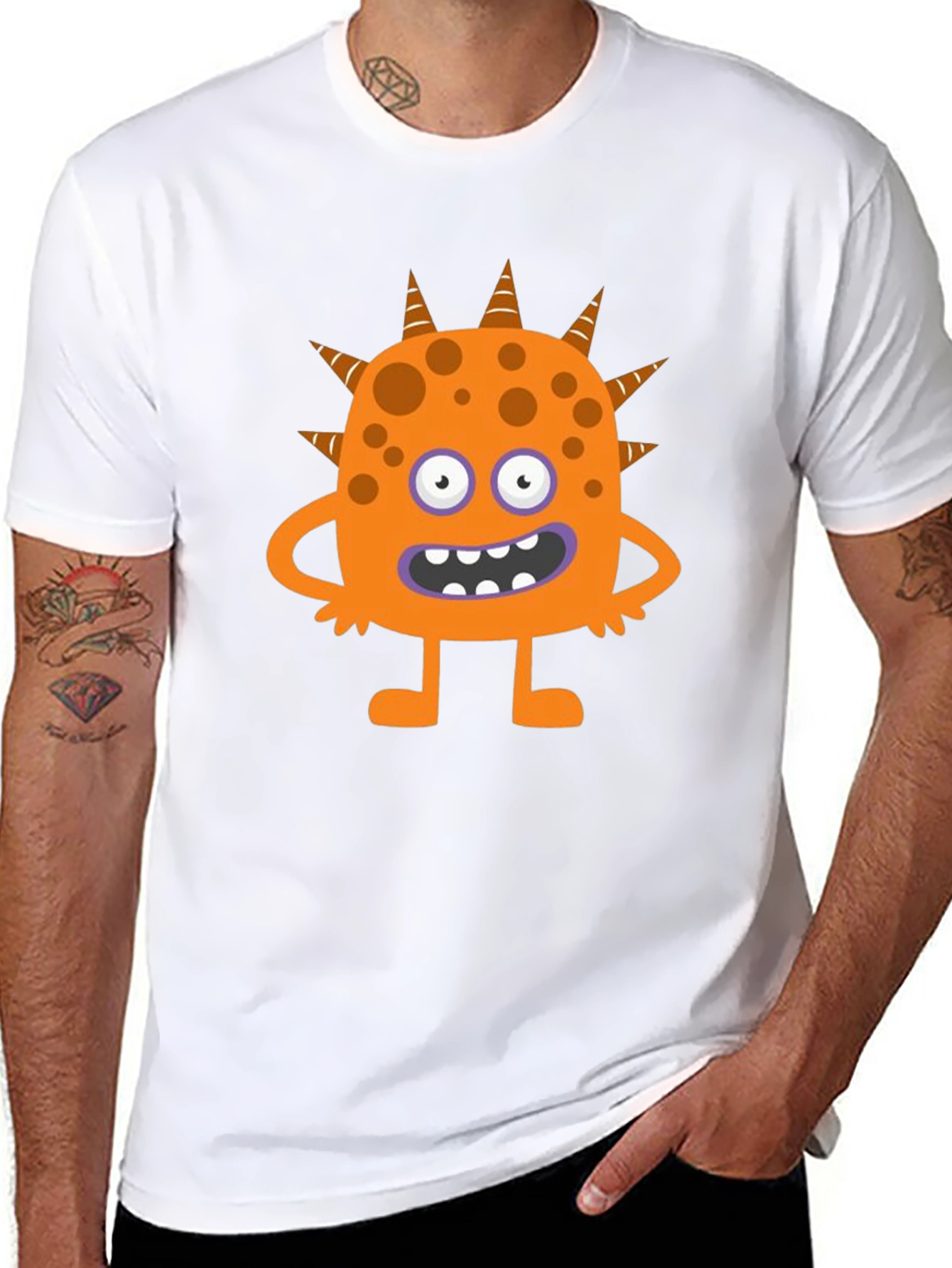 Fun Cartoon Monster Graphic Black T-Shirt