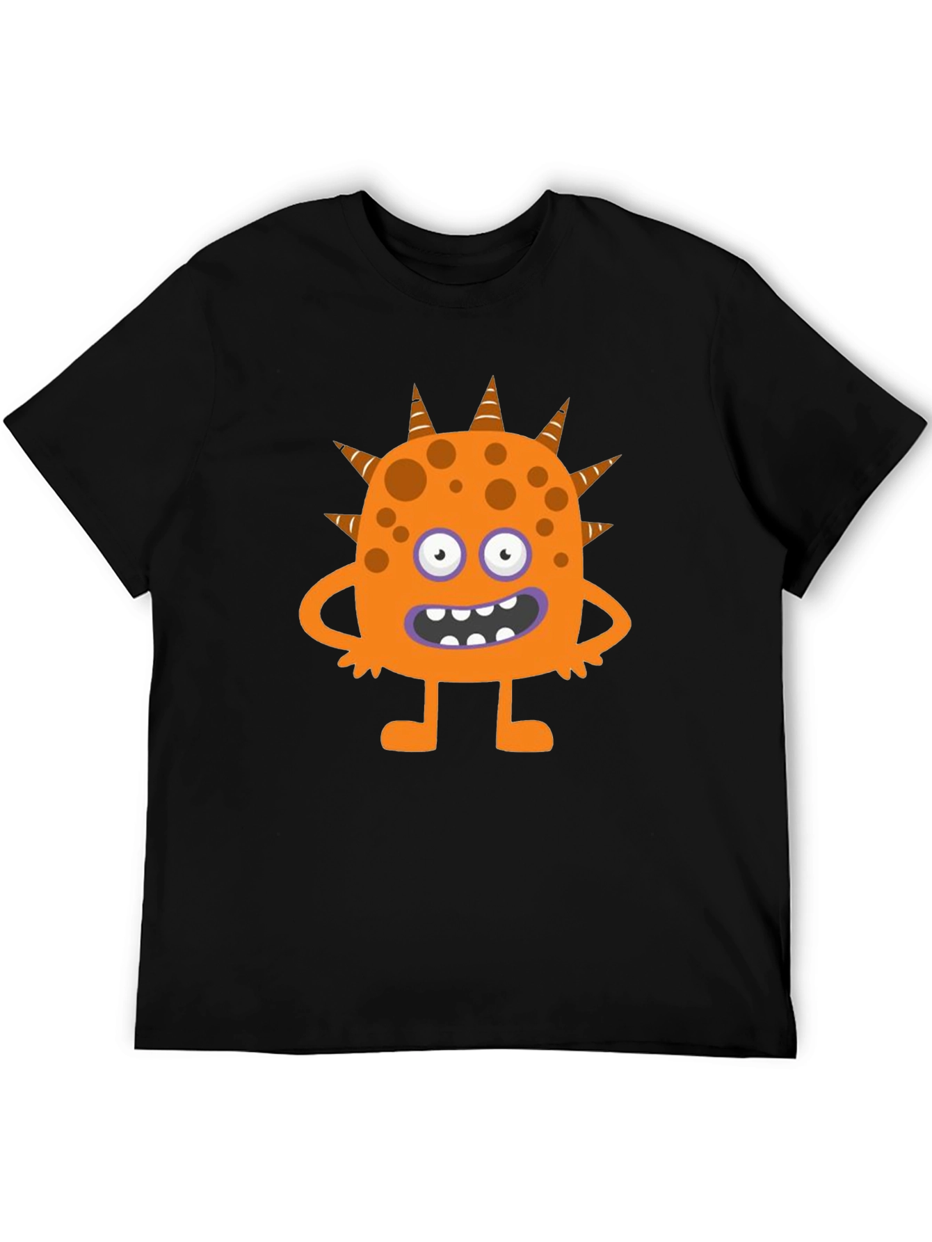 Fun Cartoon Monster Graphic Black T-Shirt