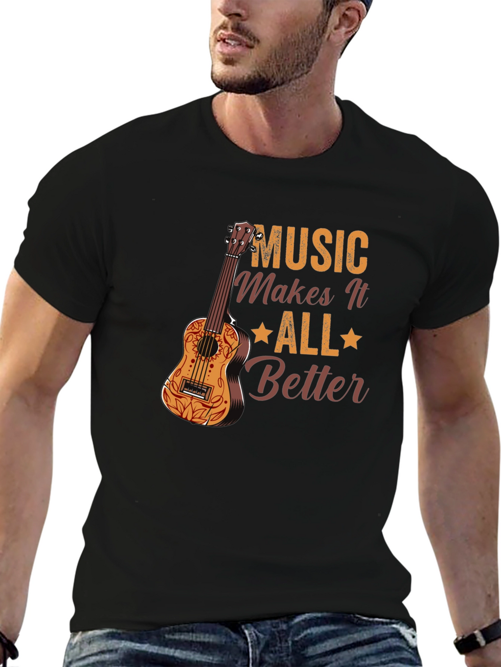 Music Makes It All Better Black Graphic Tee