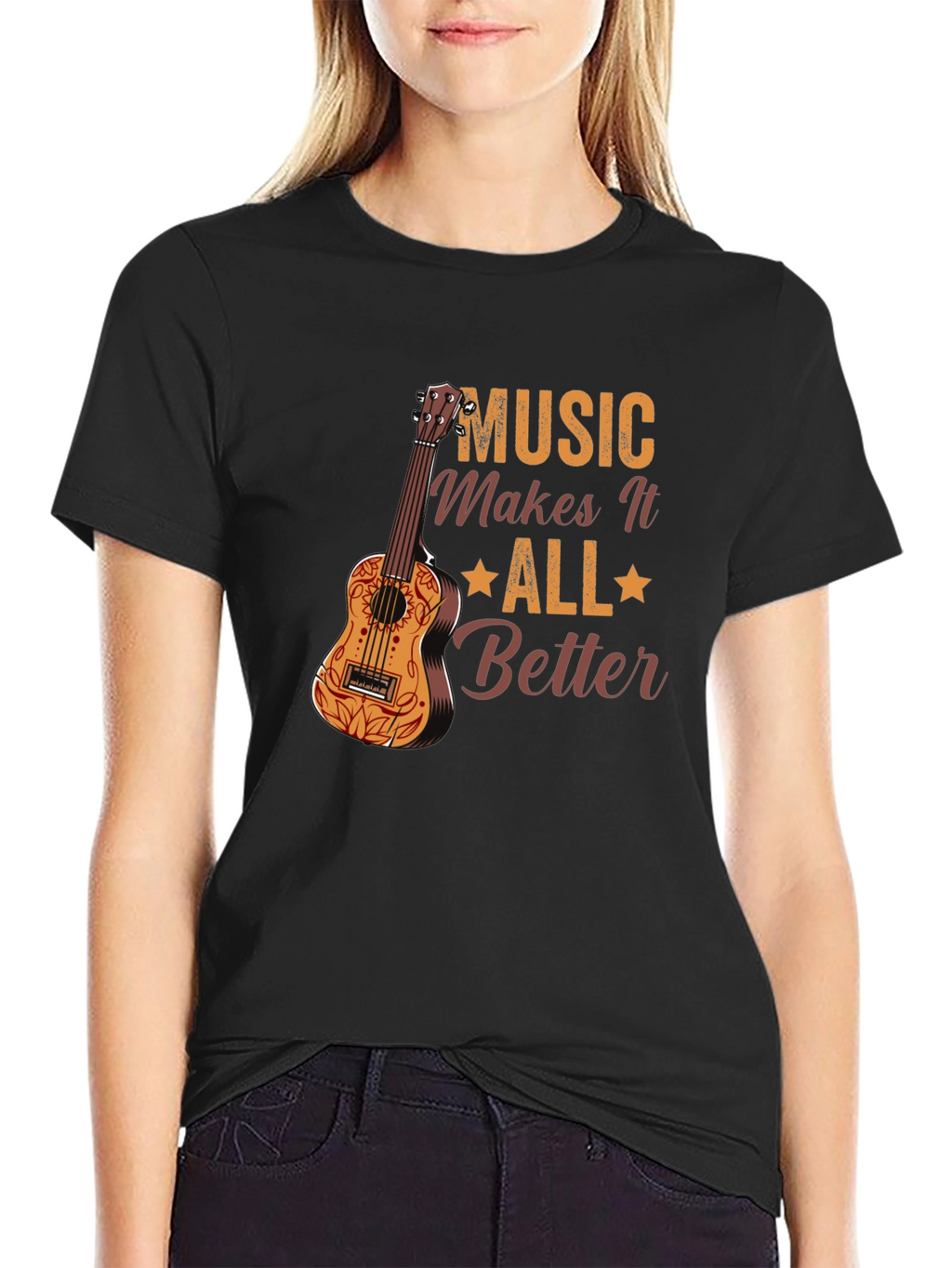 Music Makes It All Better Black Graphic Tee