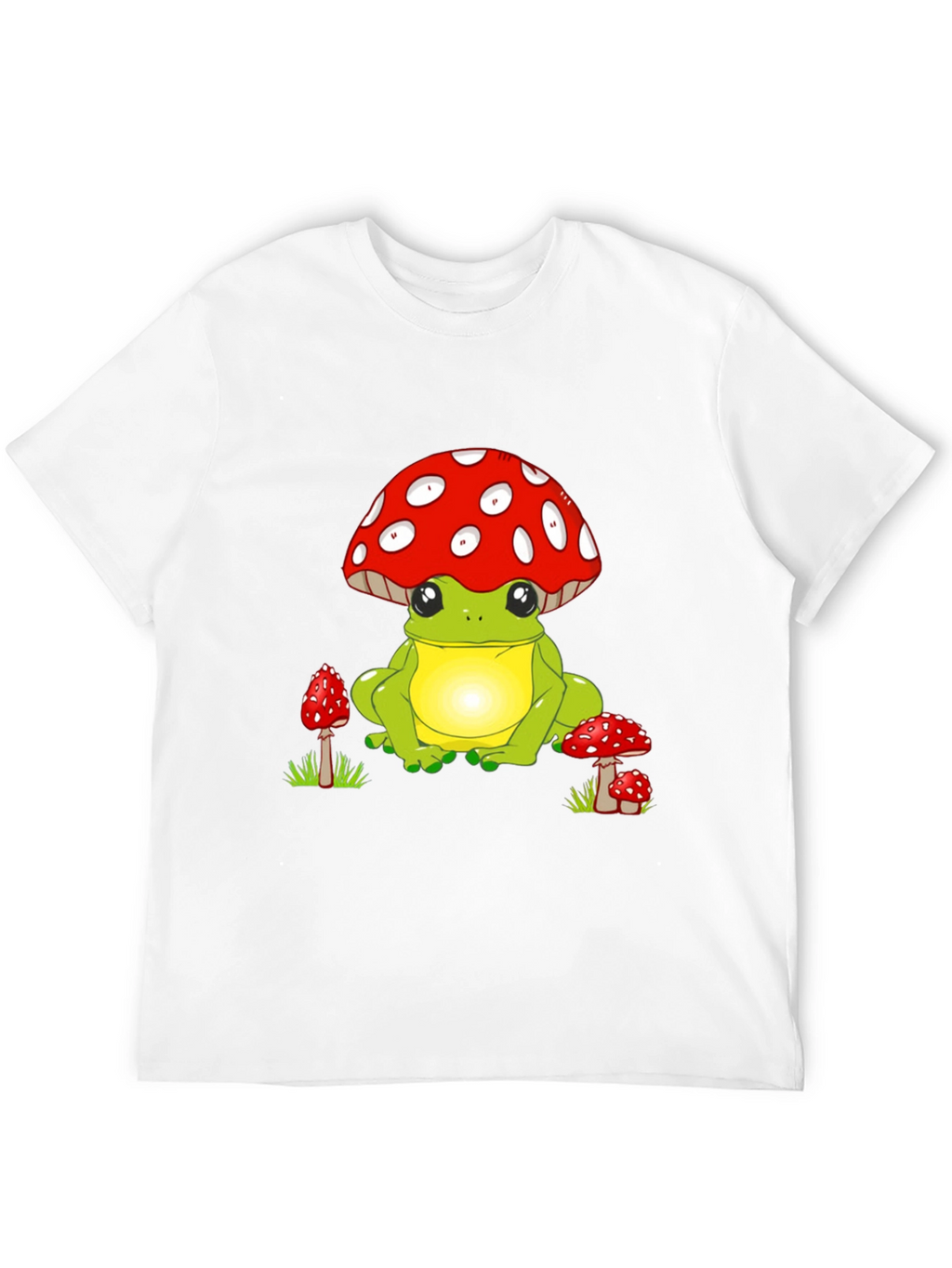 Frog with Mushroom Hat Black T-Shirt