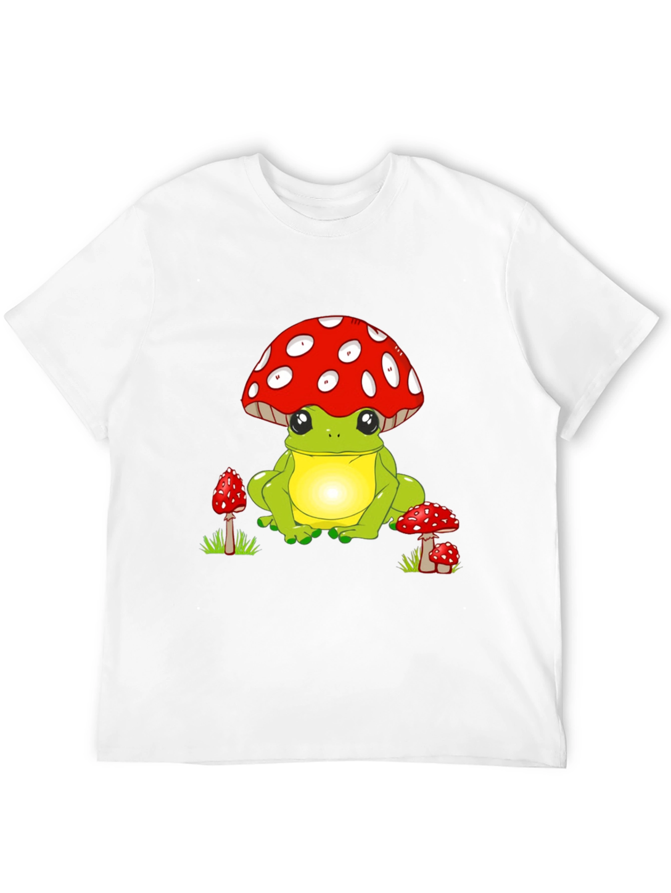 Frog with Mushroom Hat Black T-Shirt
