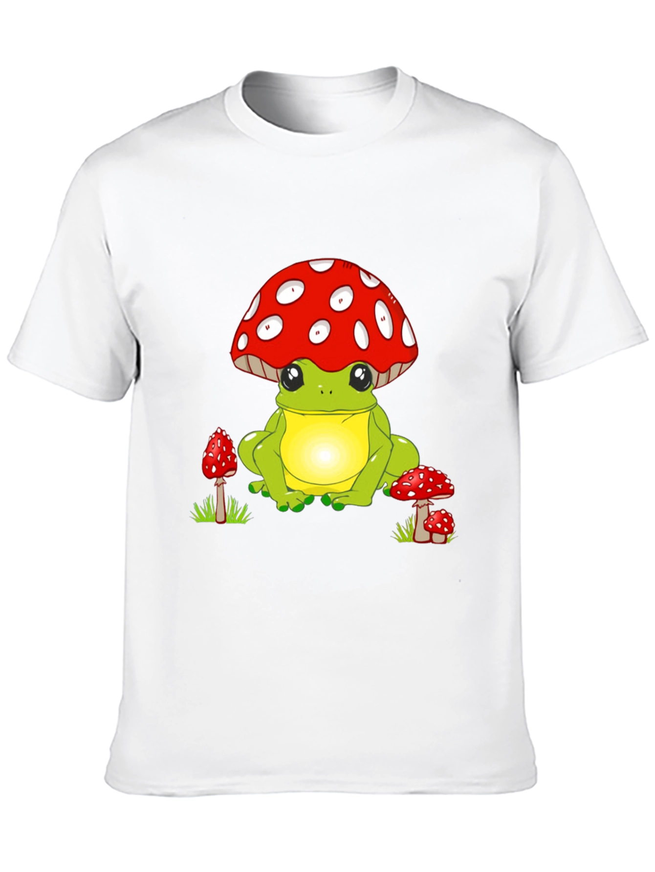 Frog with Mushroom Hat Black T-Shirt