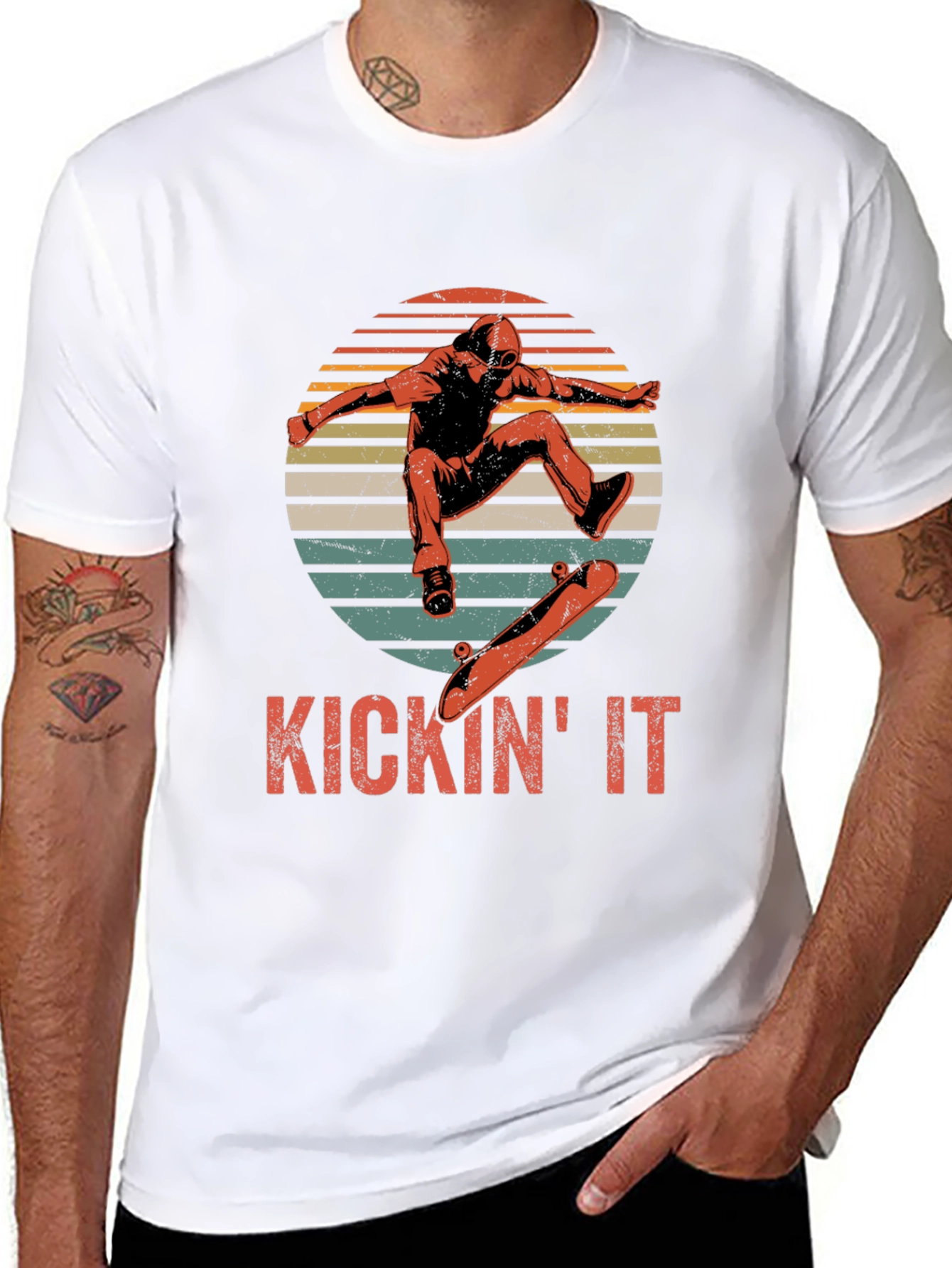 KICKIN IT Skateboarder Graphic T-Shirt