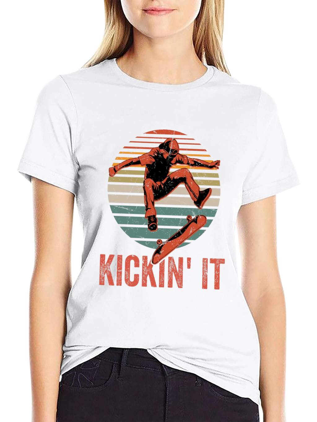 KICKIN IT Skateboarder Graphic T-Shirt
