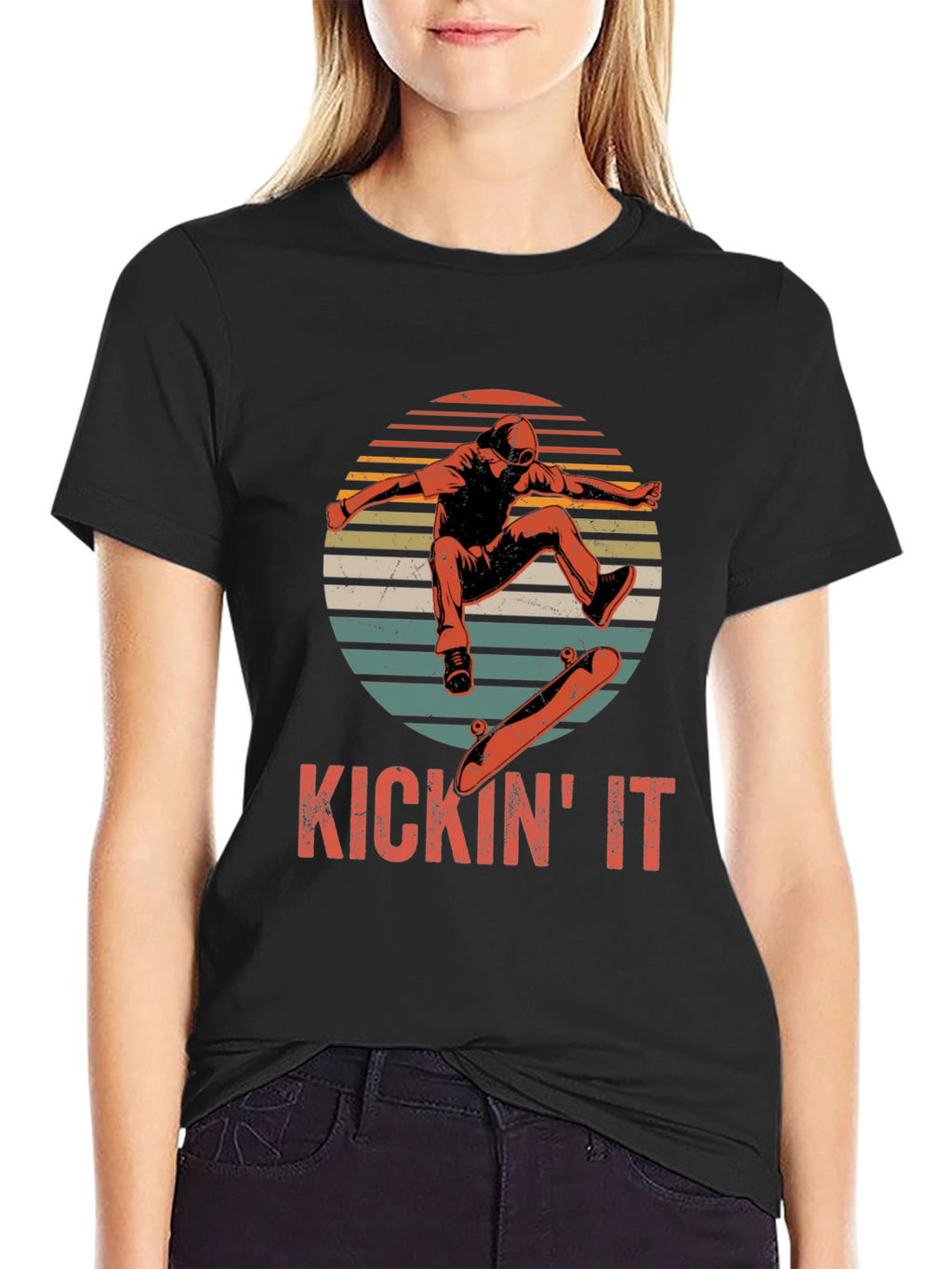 KICKIN IT Skateboarder Graphic T-Shirt