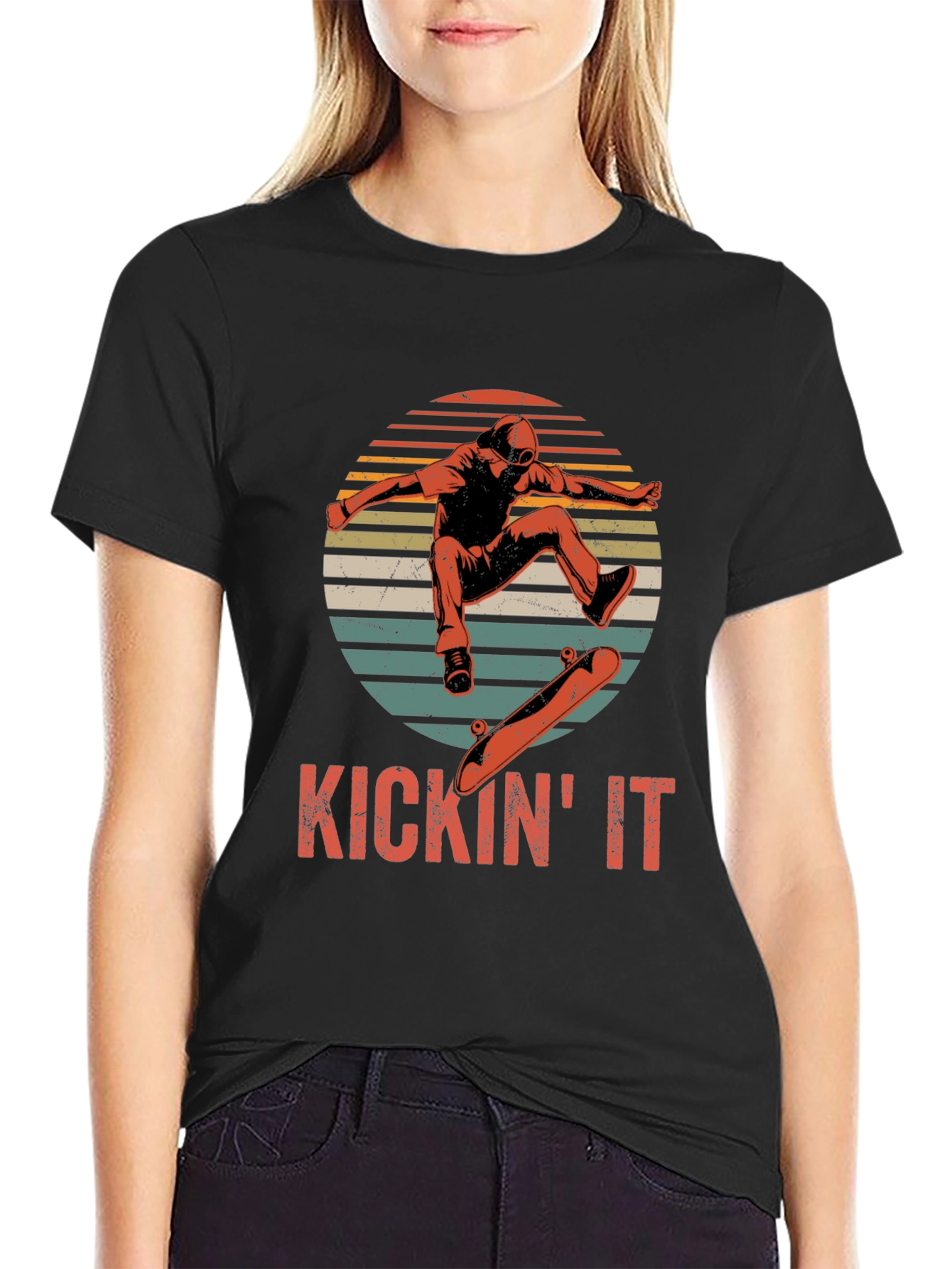 KICKIN IT Skateboarder Graphic T-Shirt