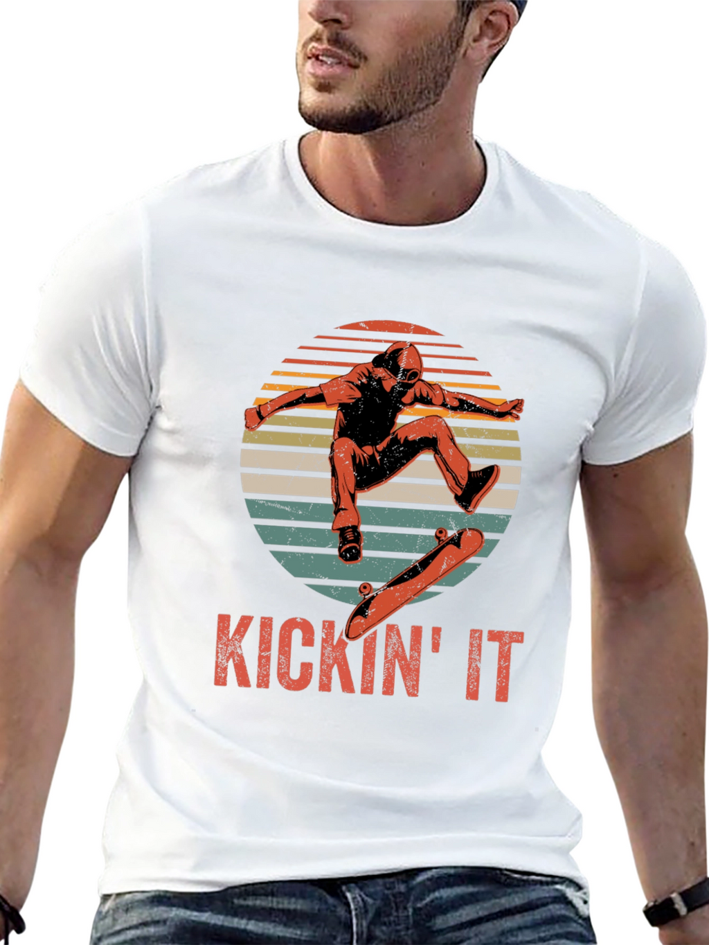 KICKIN IT Skateboarder Graphic T-Shirt