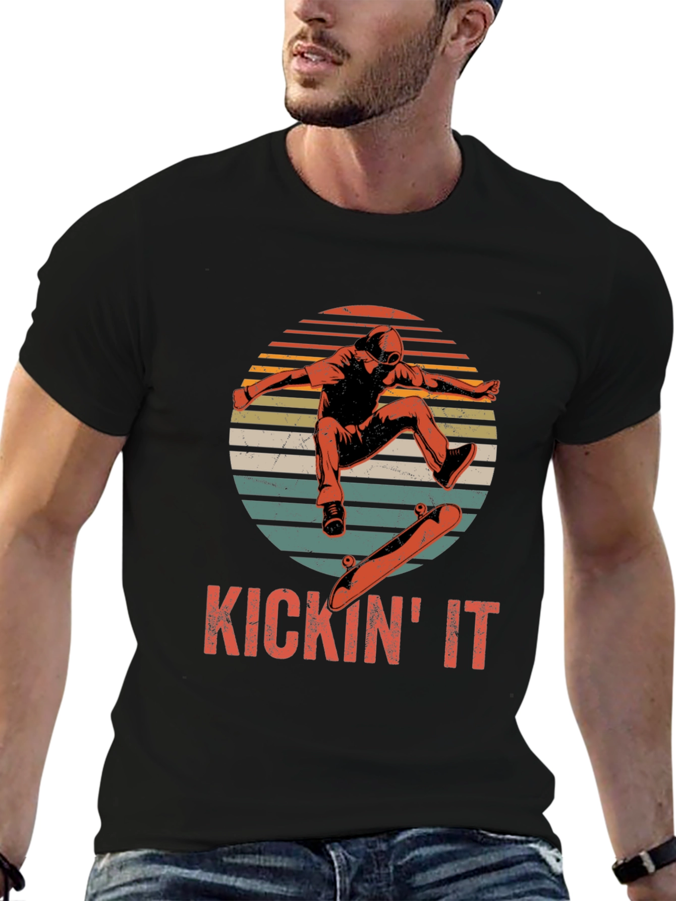 KICKIN IT Skateboarder Graphic T-Shirt