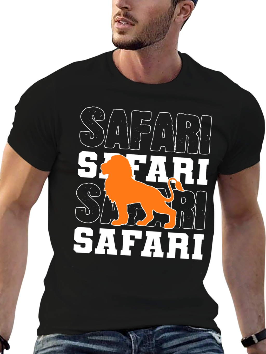 Safari Lion Graphic T-Shirt - Mens Black Tee