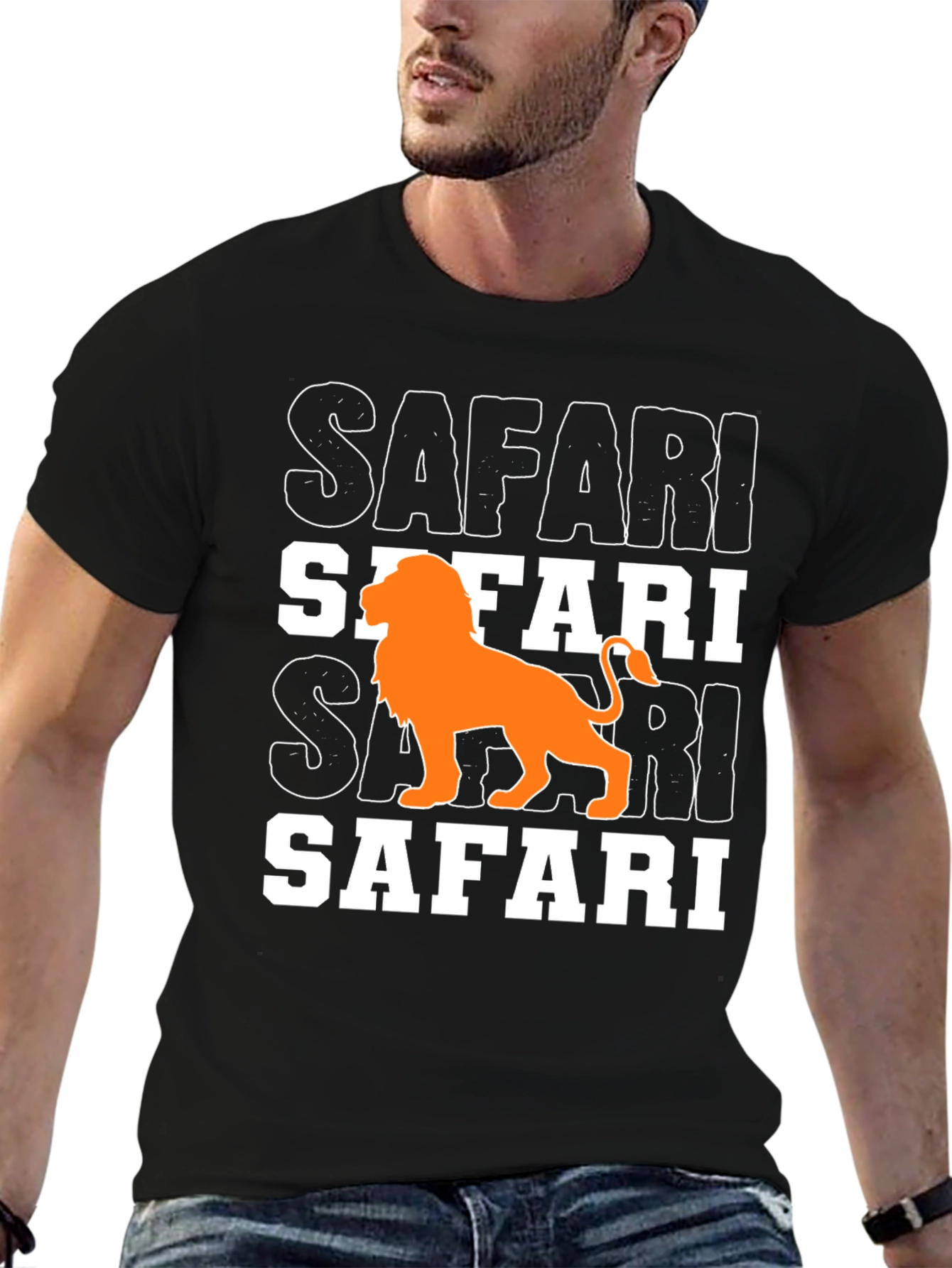 Safari Lion Graphic T-Shirt - Mens Black Tee