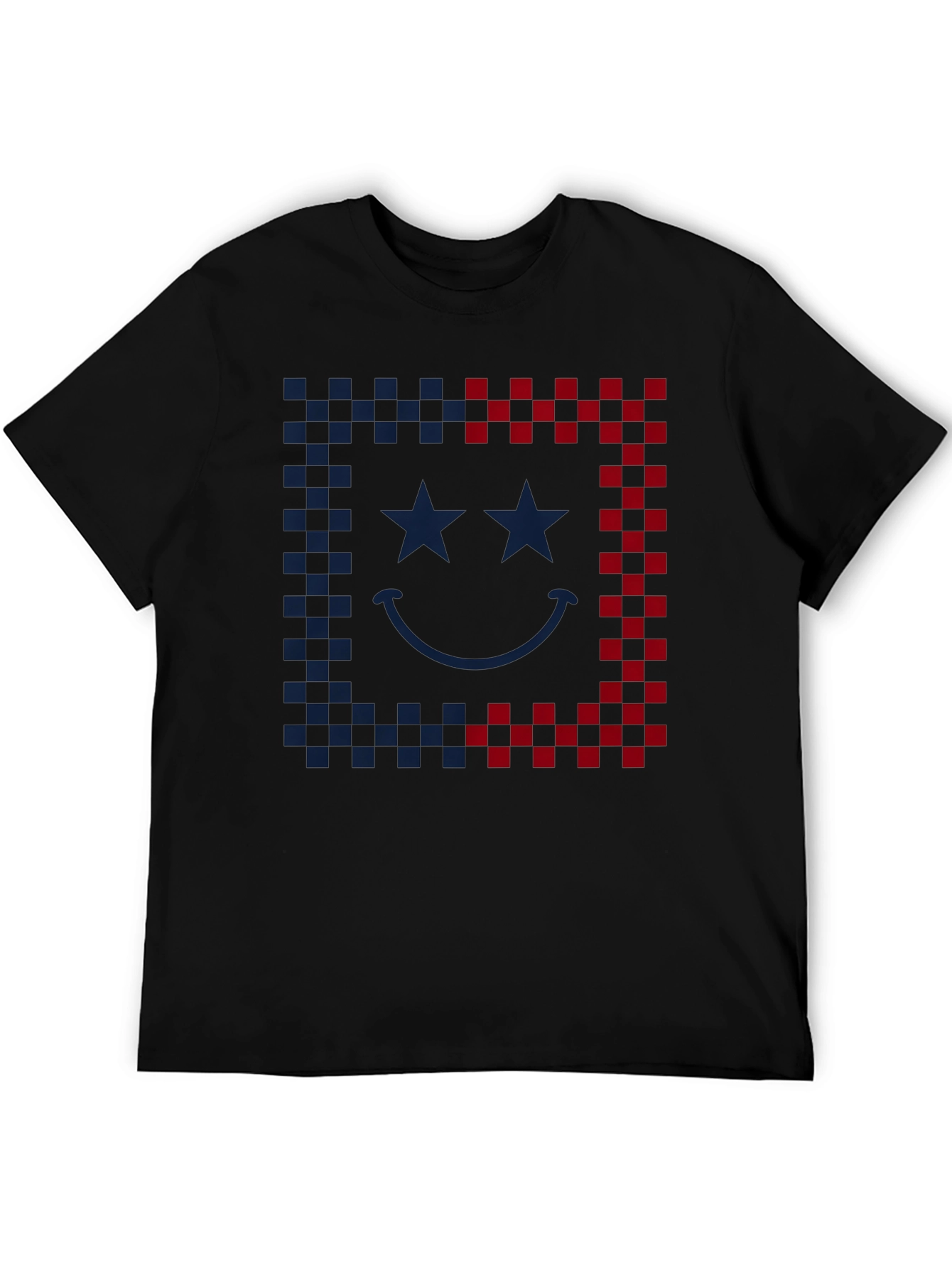 Smiley Face Checkered Border Graphic Tee
