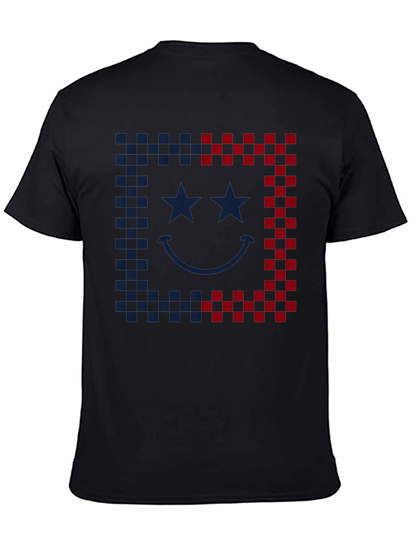 Smiley Face Checkered Border Graphic Tee