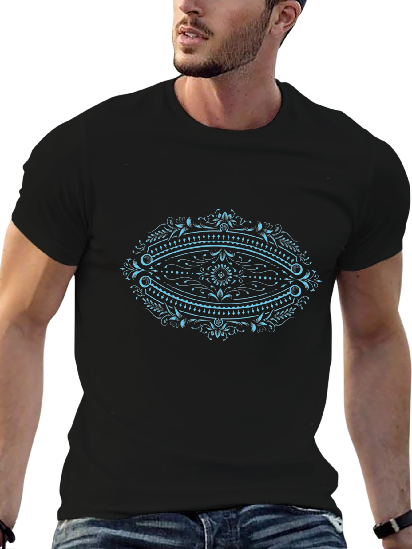 Ornate Oval Graphic Black T-Shirt