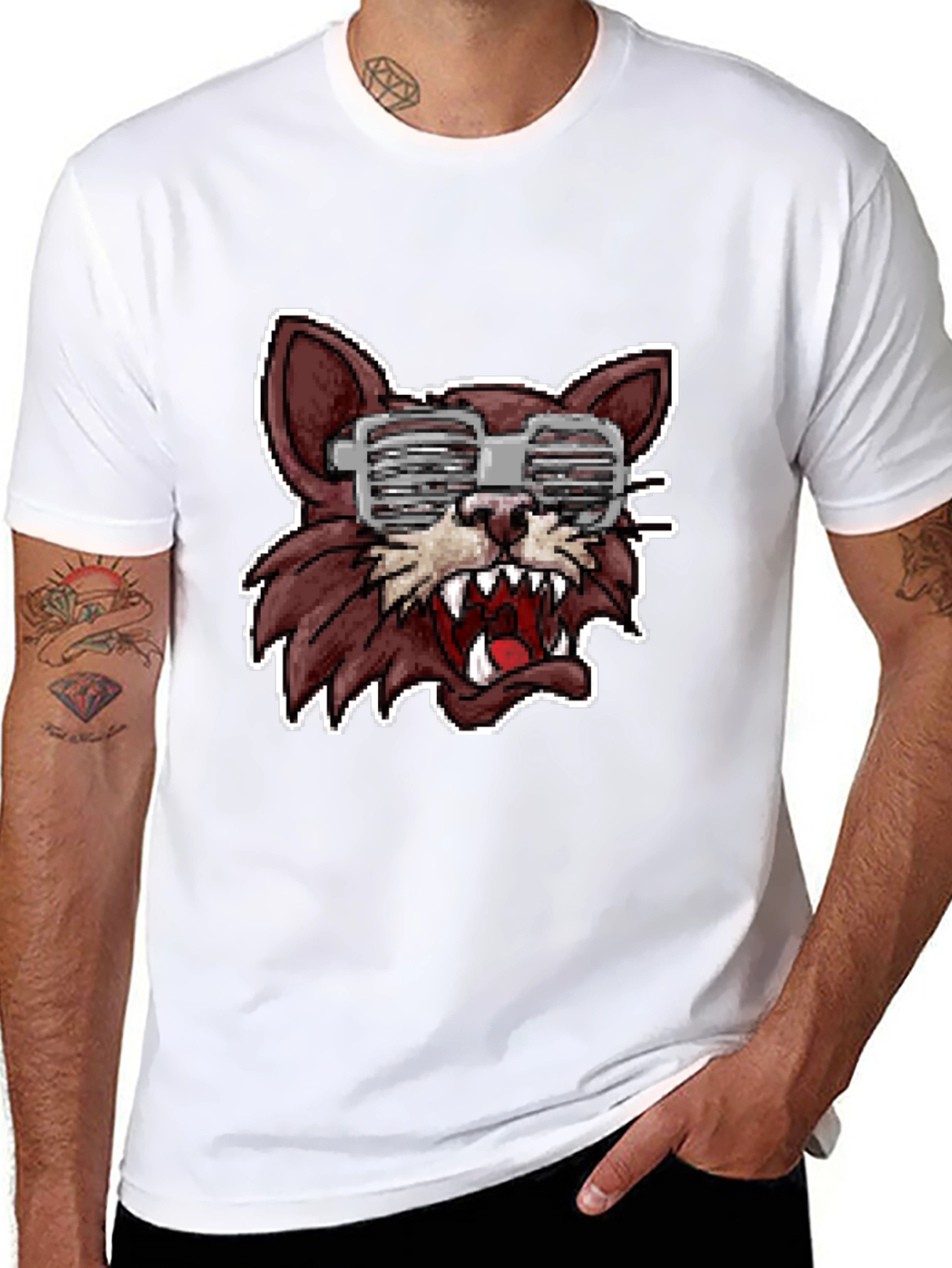 Wolf Graphic Tee - Fun Pixelated Design