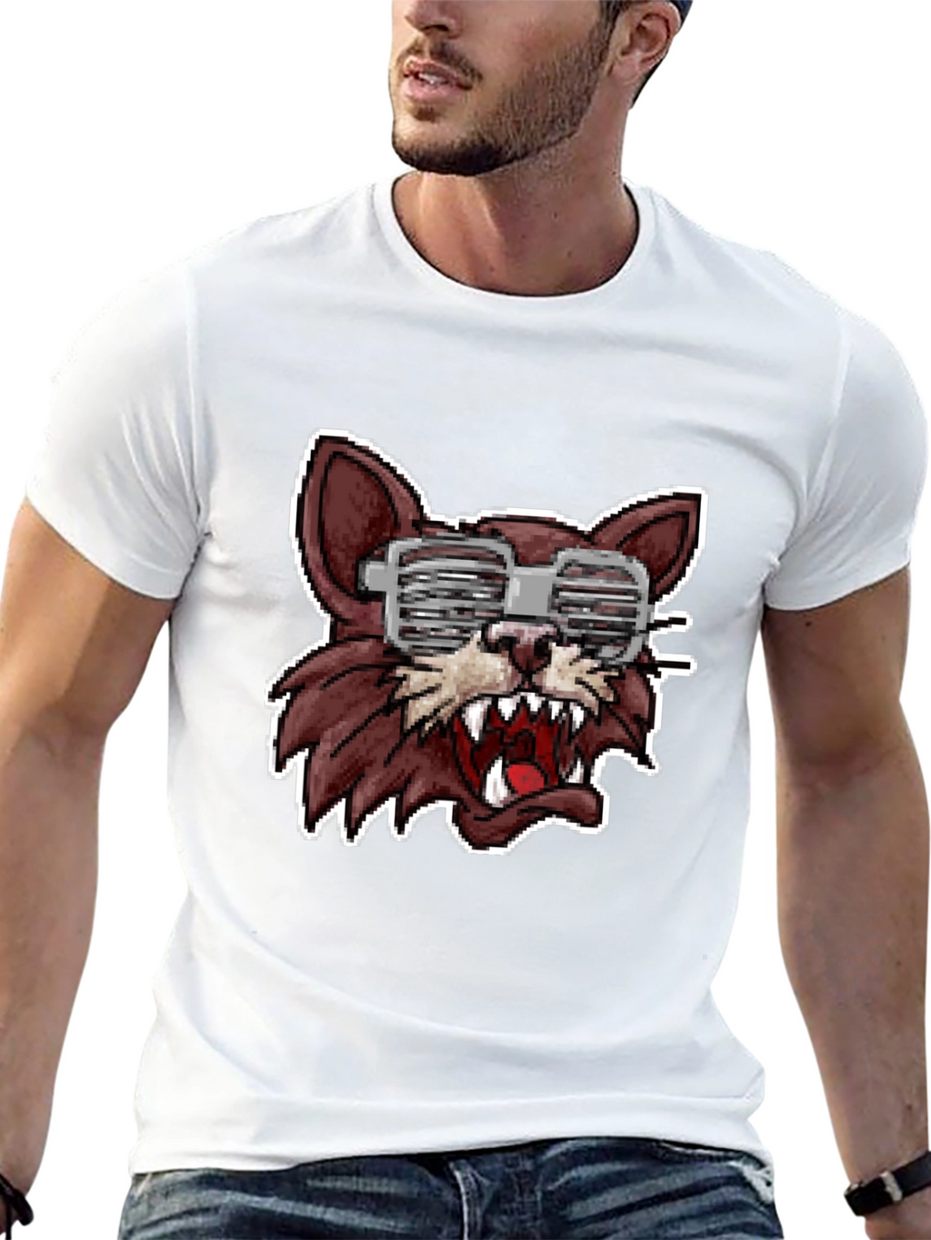 Wolf Graphic Tee - Fun Pixelated Design