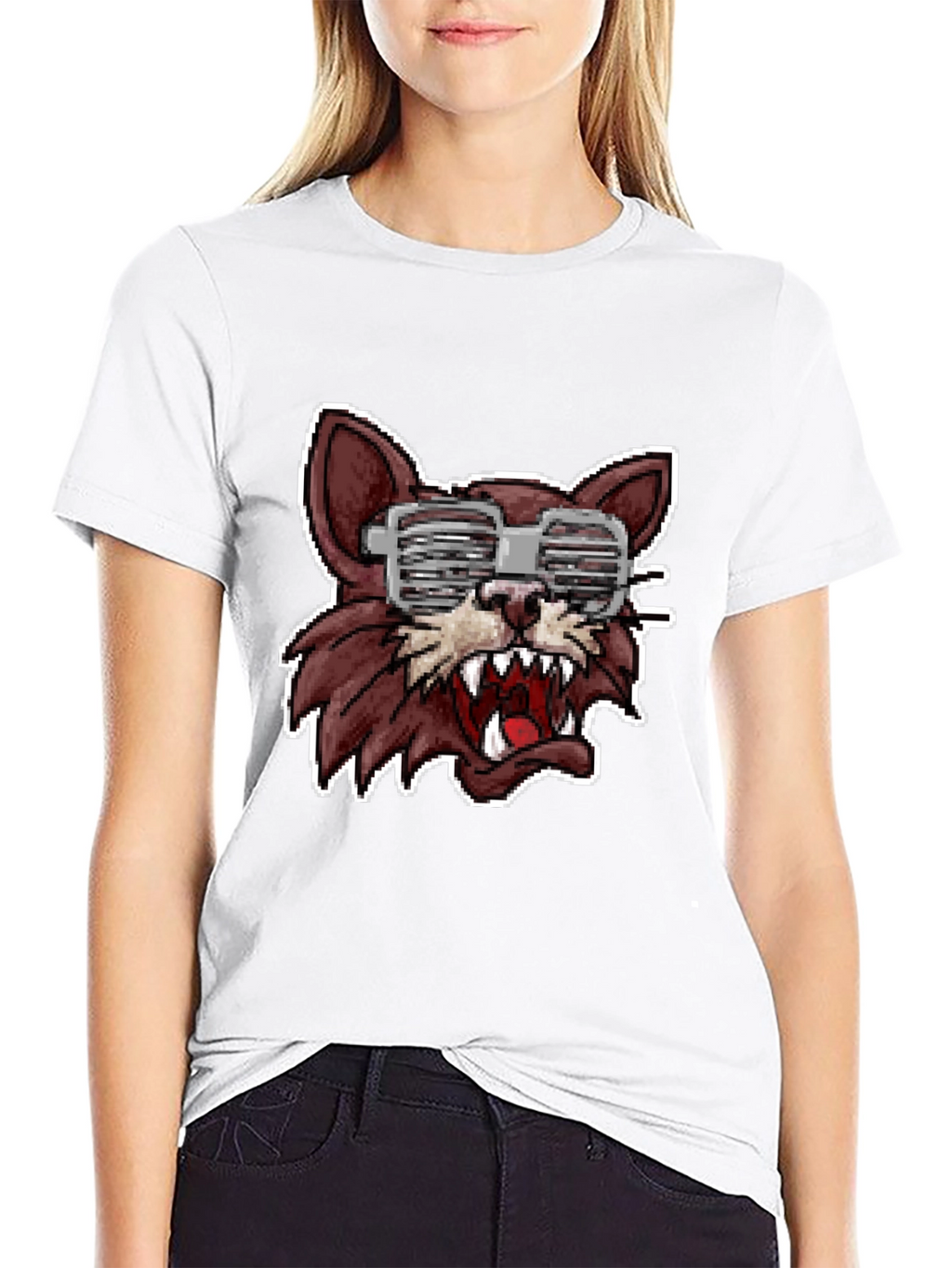 Wolf Graphic Tee - Fun Pixelated Design