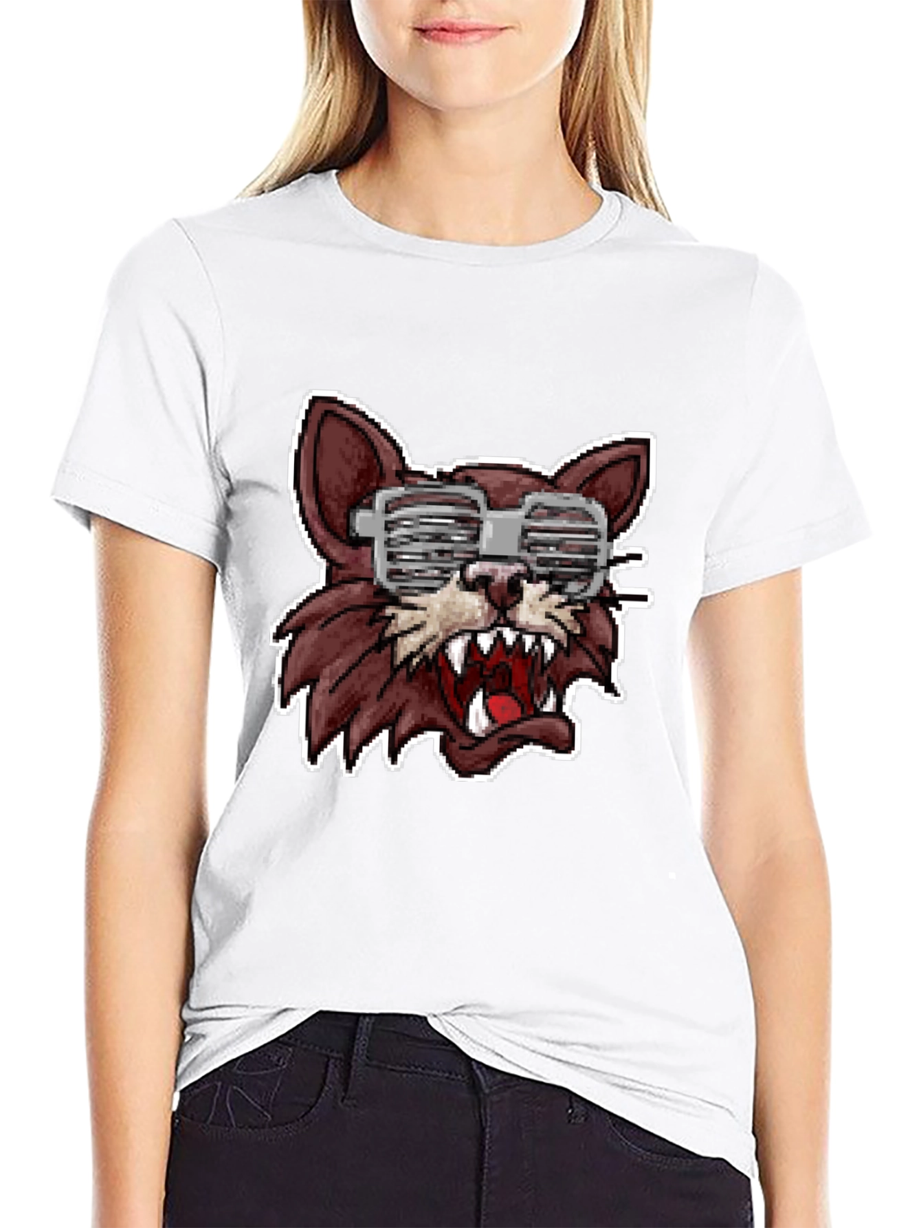 Wolf Graphic Tee - Fun Pixelated Design