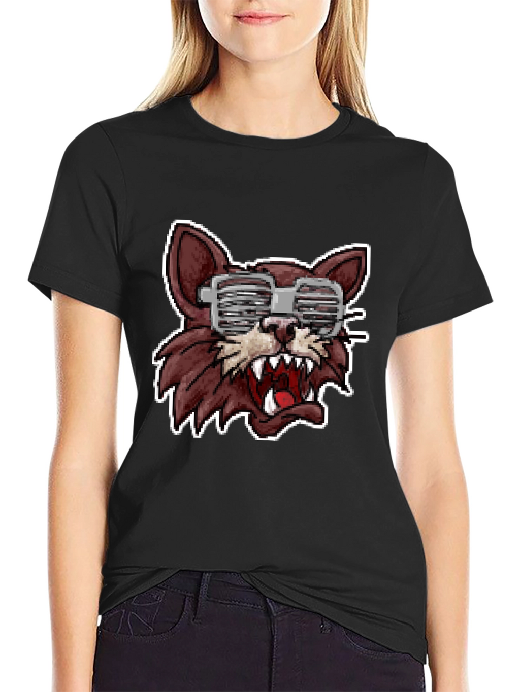 Wolf Graphic Tee - Fun Pixelated Design